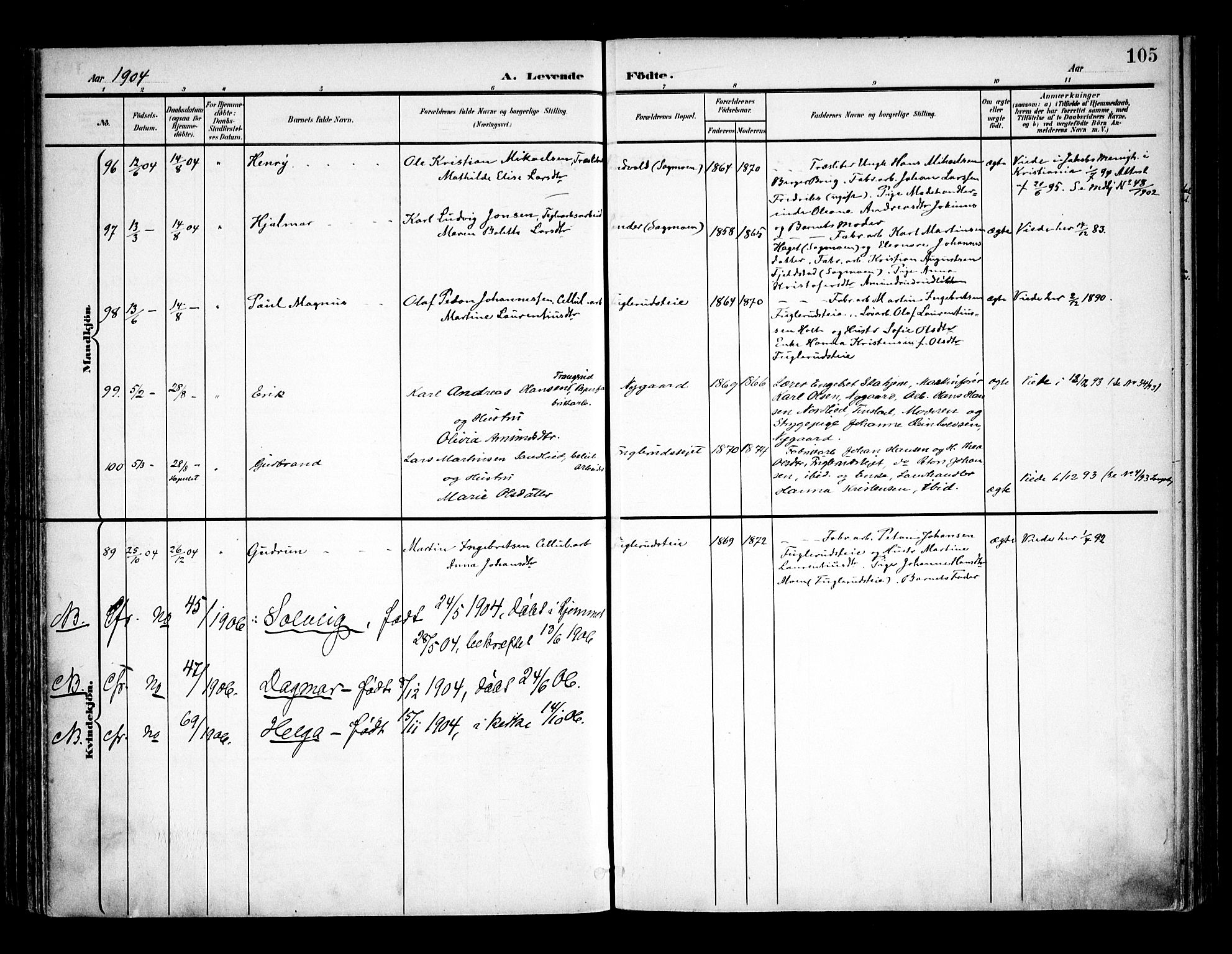 Eidsvoll prestekontor Kirkebøker, SAO/A-10888/F/Fa/L0006: Parish register (official) no. I 6, 1900-1907, p. 105