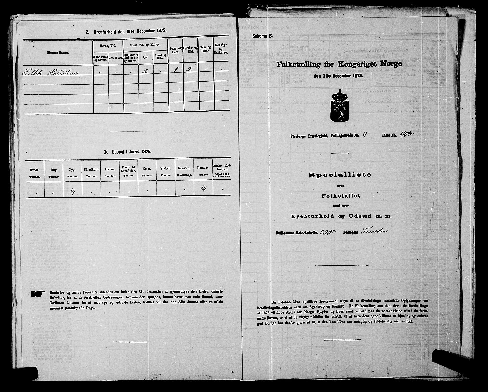 SAKO, 1875 census for 0631P Flesberg, 1875, p. 773