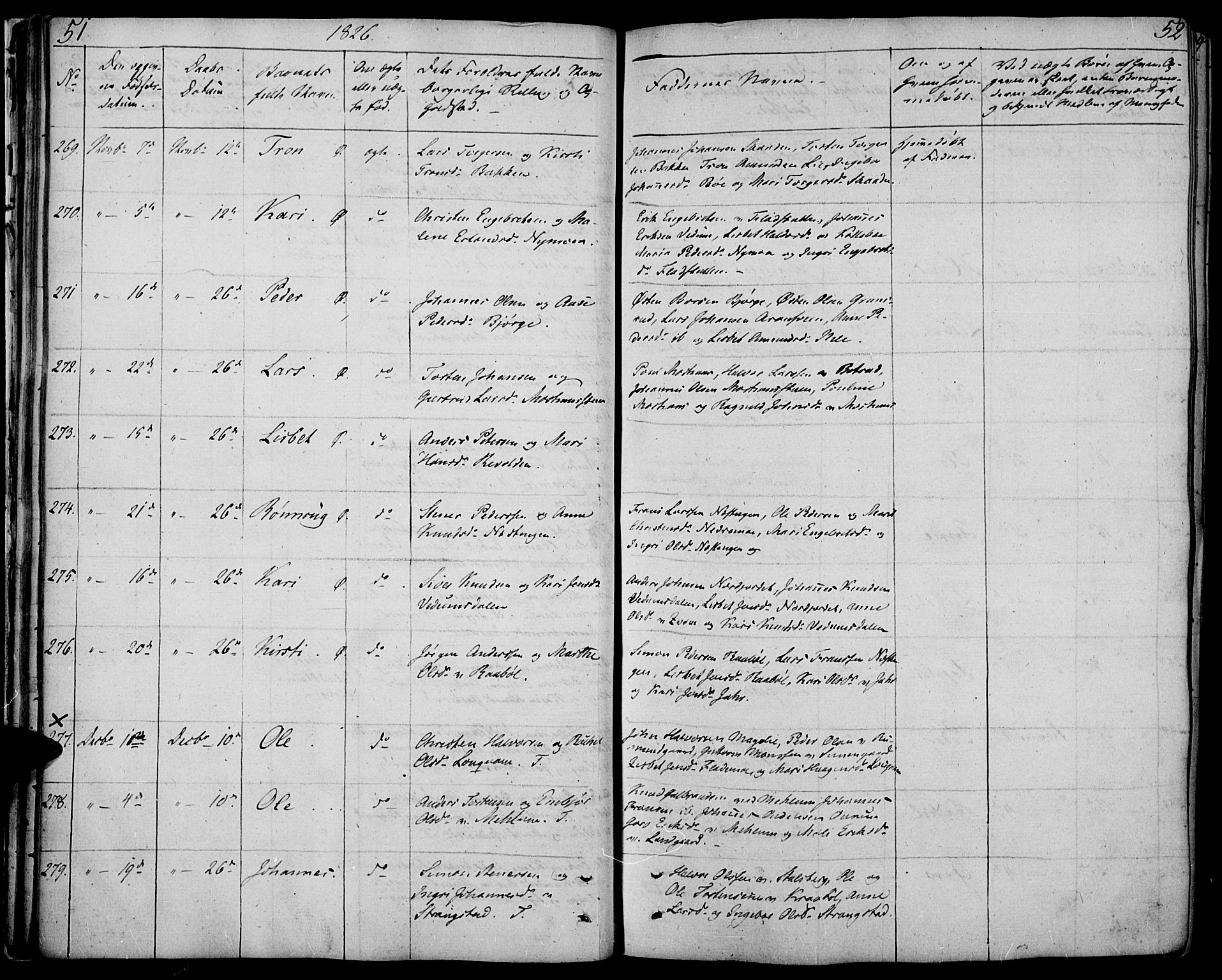 Øyer prestekontor, AV/SAH-PREST-084/H/Ha/Haa/L0004: Parish register (official) no. 4, 1824-1841, p. 51-52