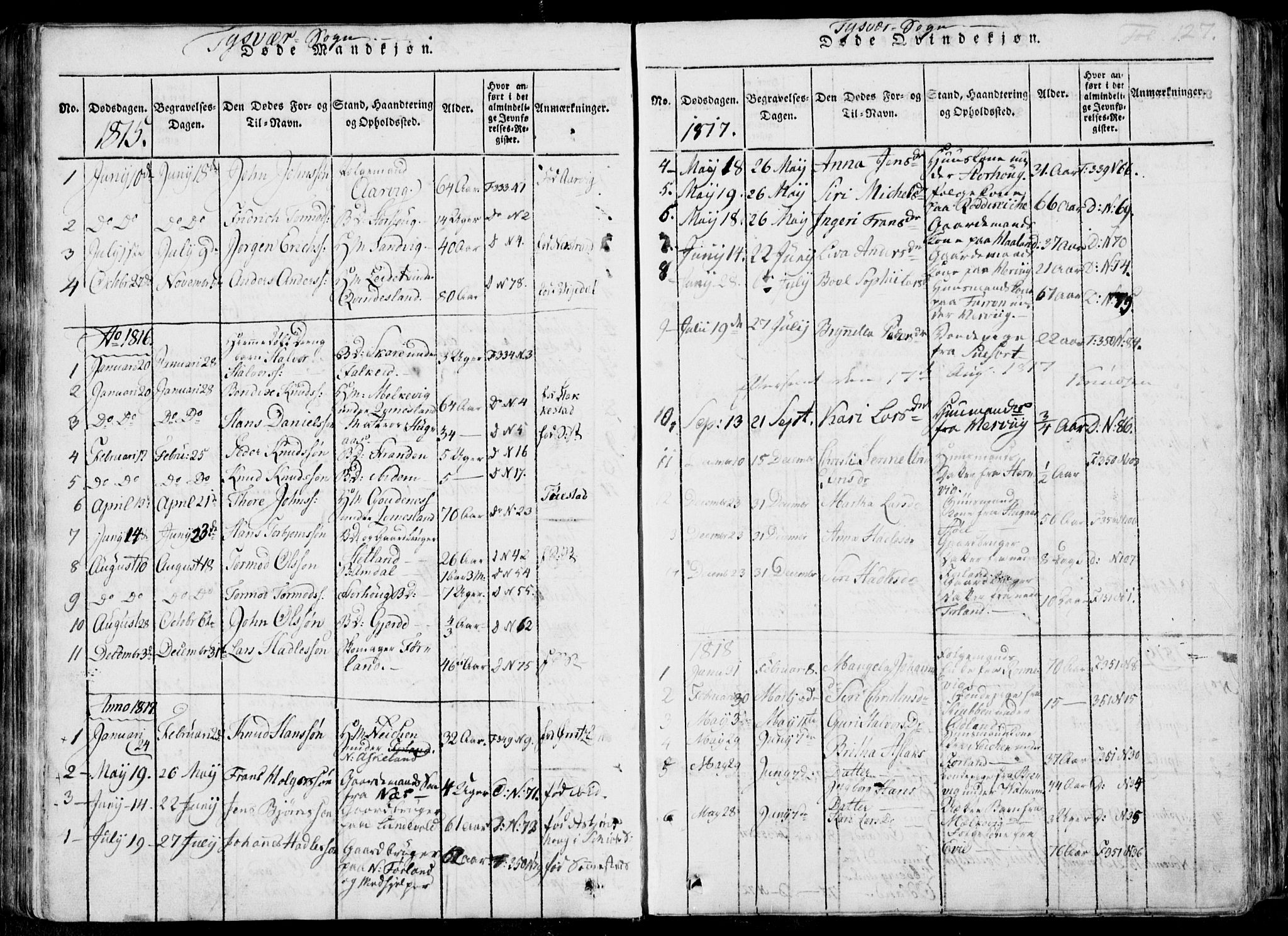 Skjold sokneprestkontor, SAST/A-101847/H/Ha/Haa/L0004: Parish register (official) no. A 4 /1, 1815-1830, p. 127