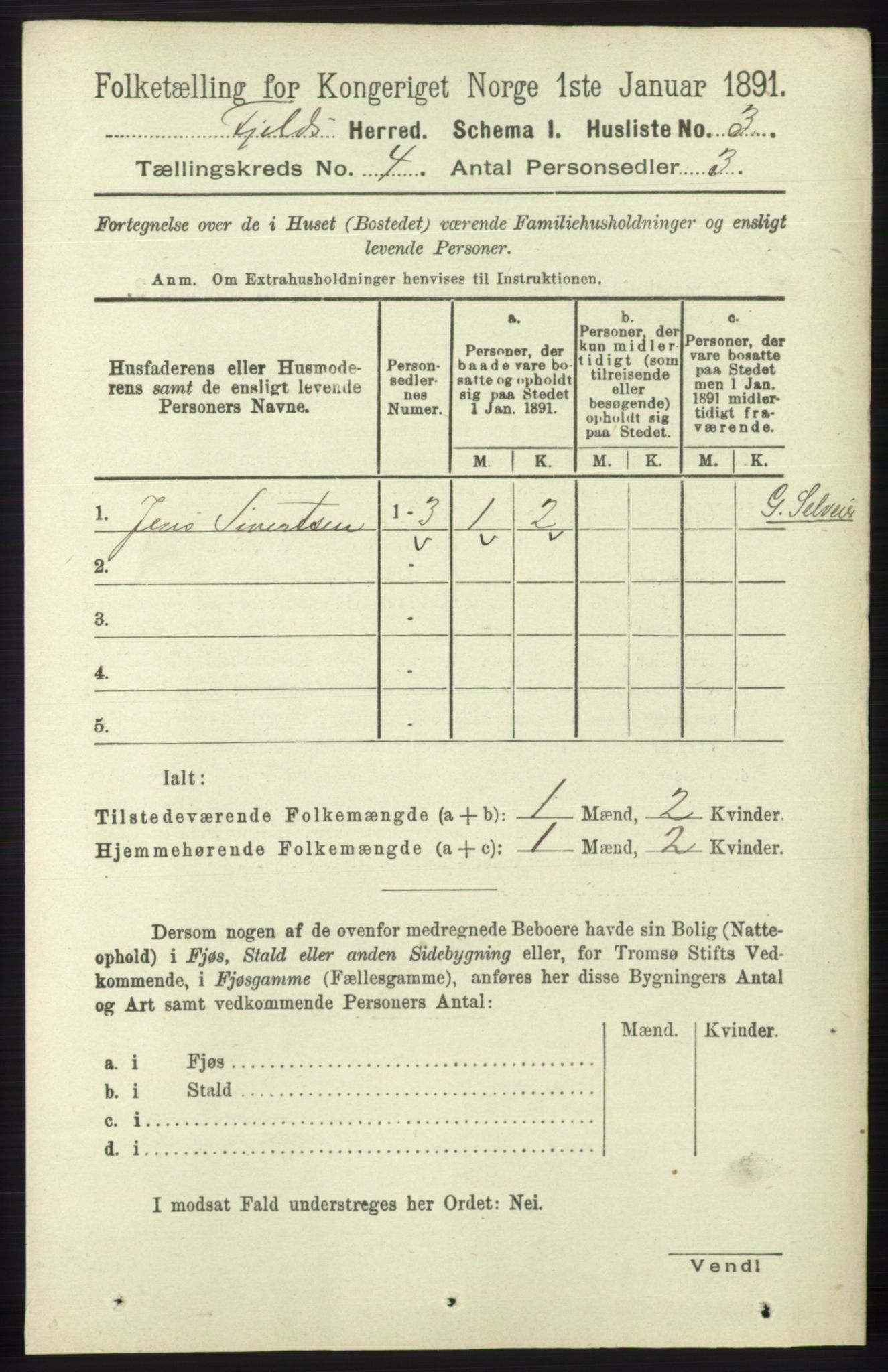 RA, 1891 census for 1246 Fjell, 1891, p. 1956