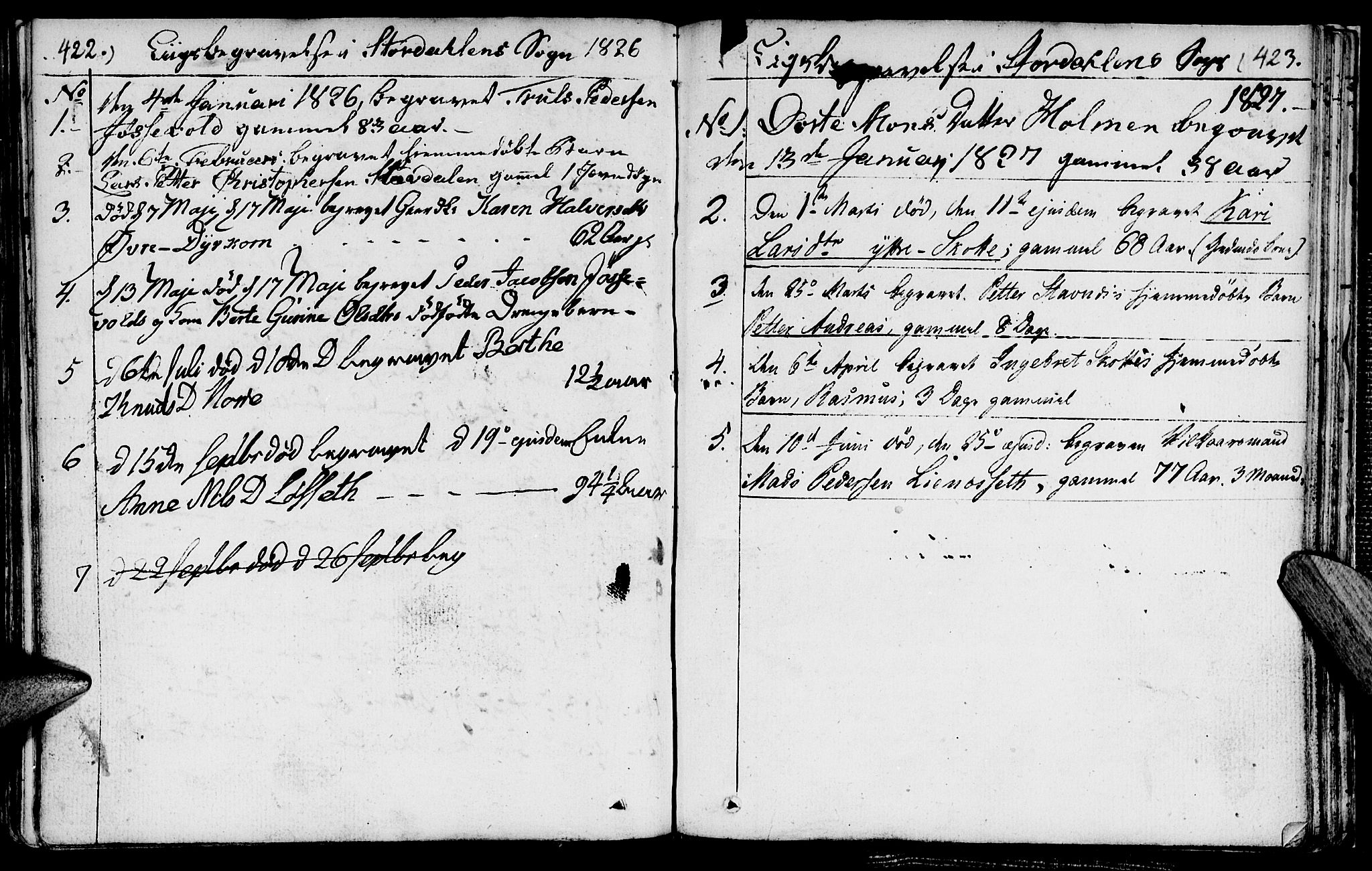 Ministerialprotokoller, klokkerbøker og fødselsregistre - Møre og Romsdal, AV/SAT-A-1454/520/L0272: Parish register (official) no. 520A02, 1802-1827, p. 422-423