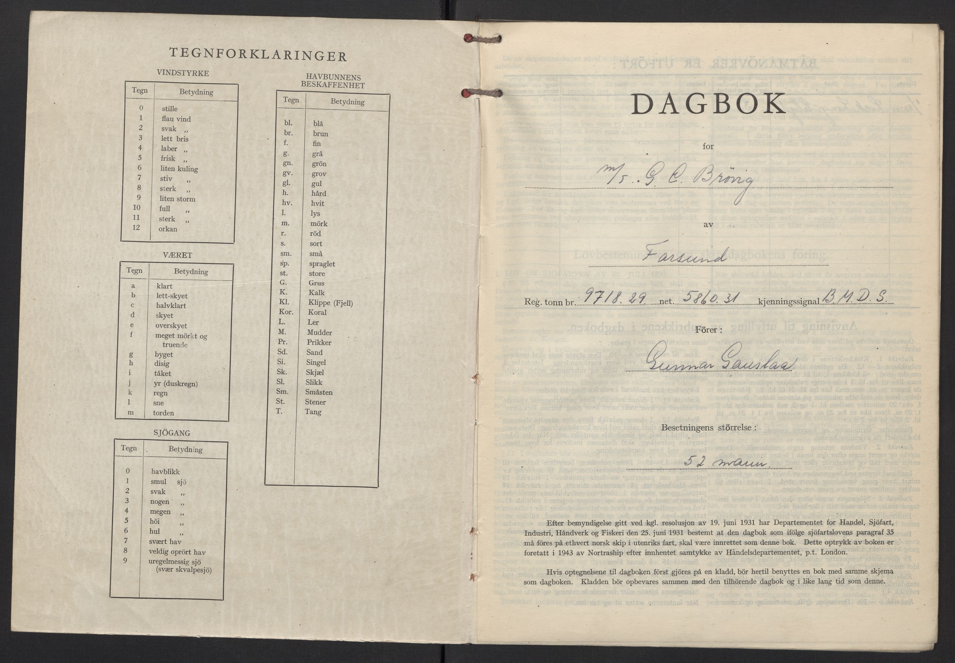 Nortraship, Skipsdagbøker, AV/RA-S-2168/F/L1560/0005: Boknr. 8591 - 8600 / Boknr. 8595 G. C. Brøvig, 1944