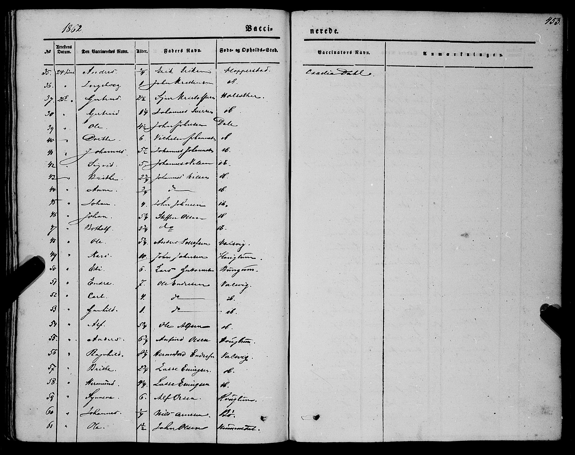 Vik sokneprestembete, AV/SAB-A-81501/H/Haa/Haaa/L0008: Parish register (official) no. A 8, 1846-1865, p. 453