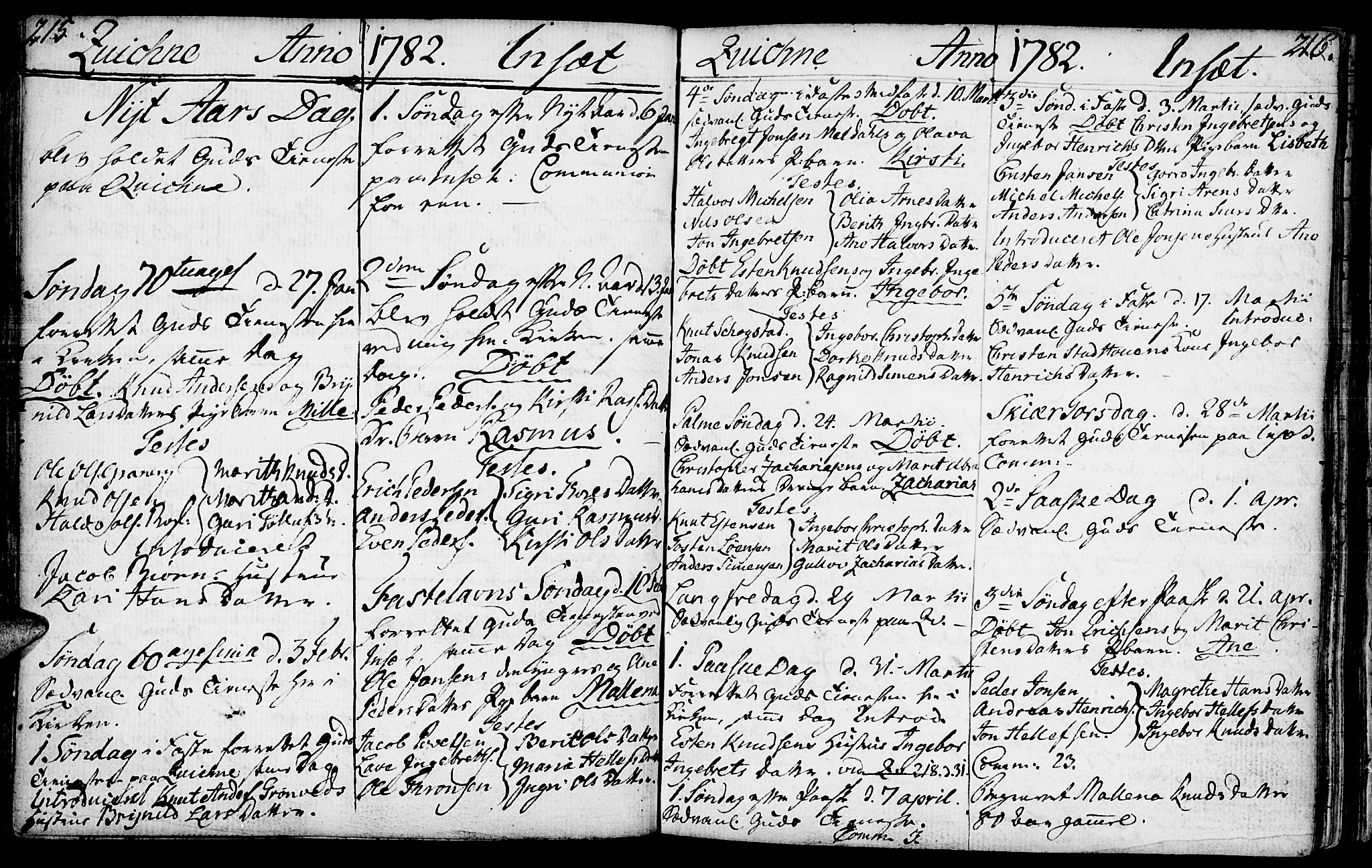 Kvikne prestekontor, SAH/PREST-064/H/Ha/Haa/L0002: Parish register (official) no. 2, 1764-1784, p. 215-216