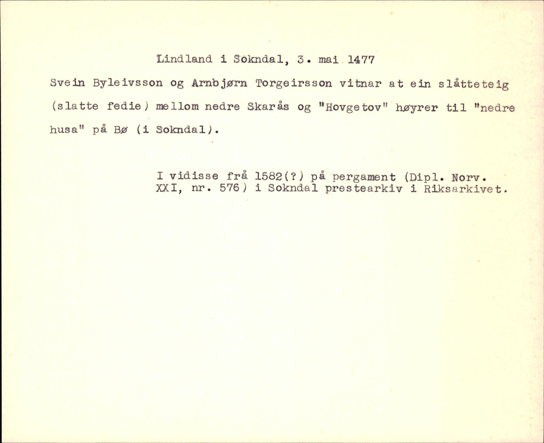 Riksarkivets diplomsamling, AV/RA-EA-5965/F35/F35k/L0003: Regestsedler: Prestearkiver fra Telemark, Agder, Vestlandet og Trøndelag, p. 313