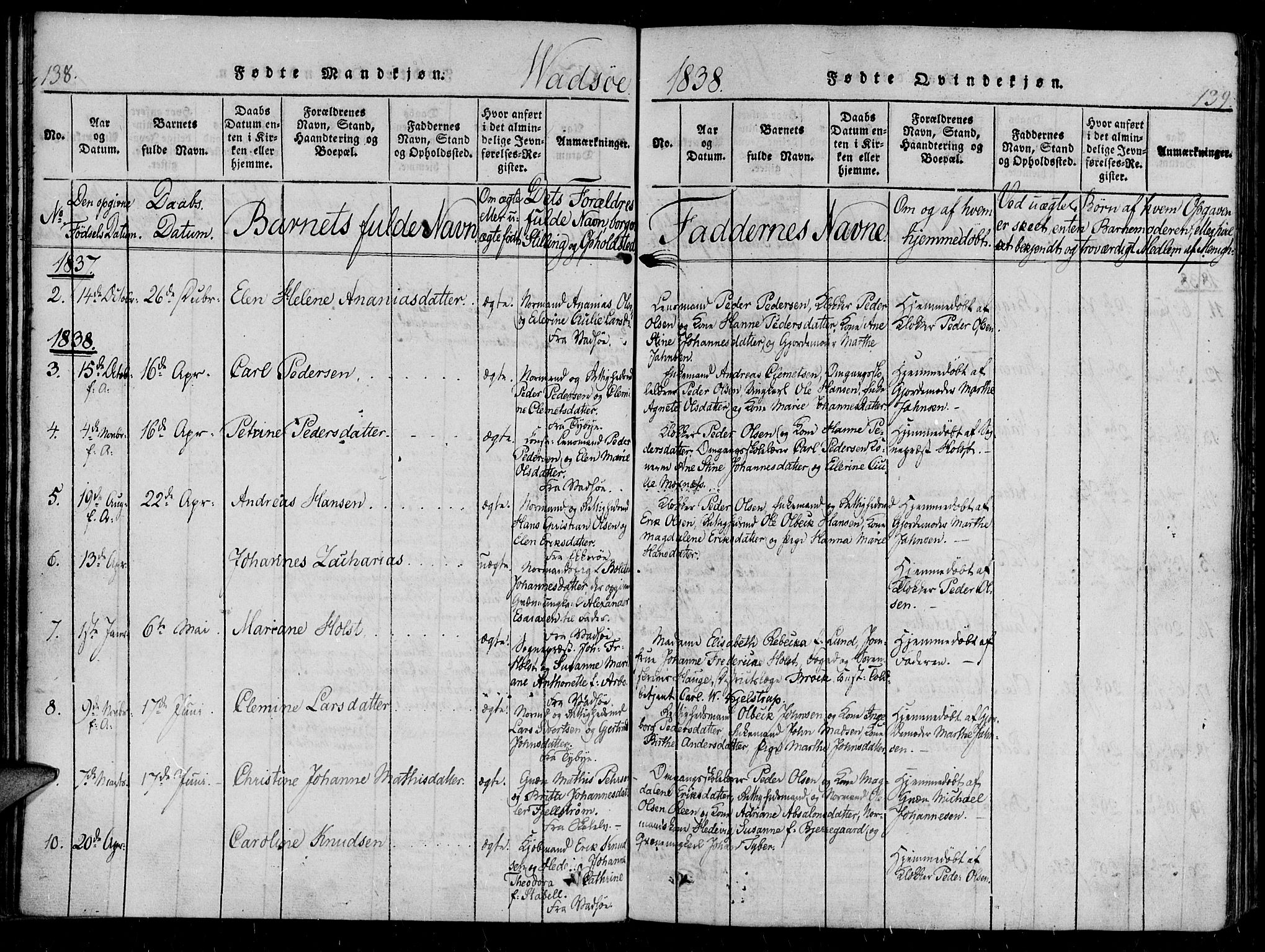 Vadsø sokneprestkontor, SATØ/S-1325/H/Ha/L0003kirke: Parish register (official) no. 3 /1, 1821-1839, p. 138-139