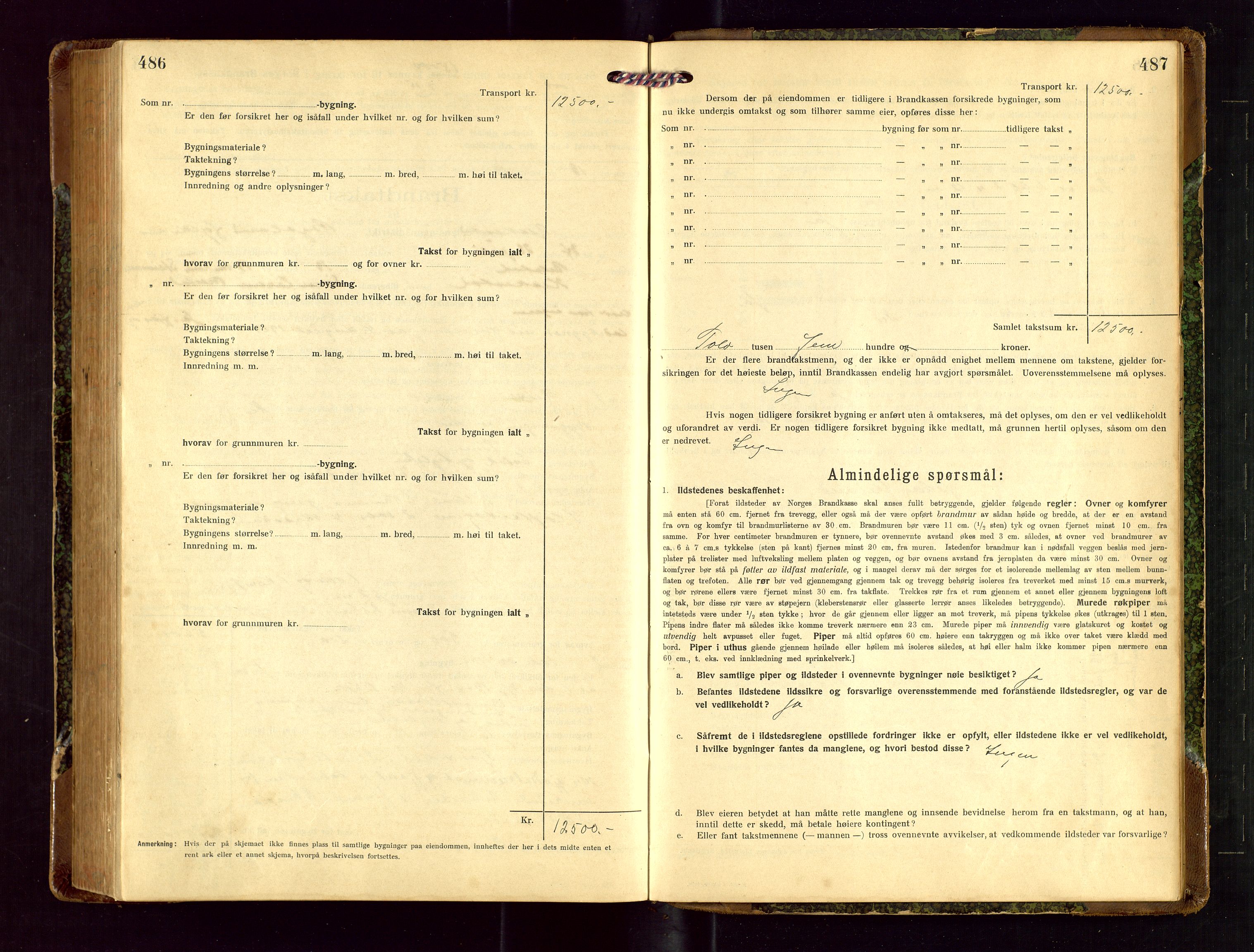 Heskestad lensmannskontor, AV/SAST-A-100304/Gob/L0003: "Brandtakstprotokoll", 1922-1934, p. 486-487