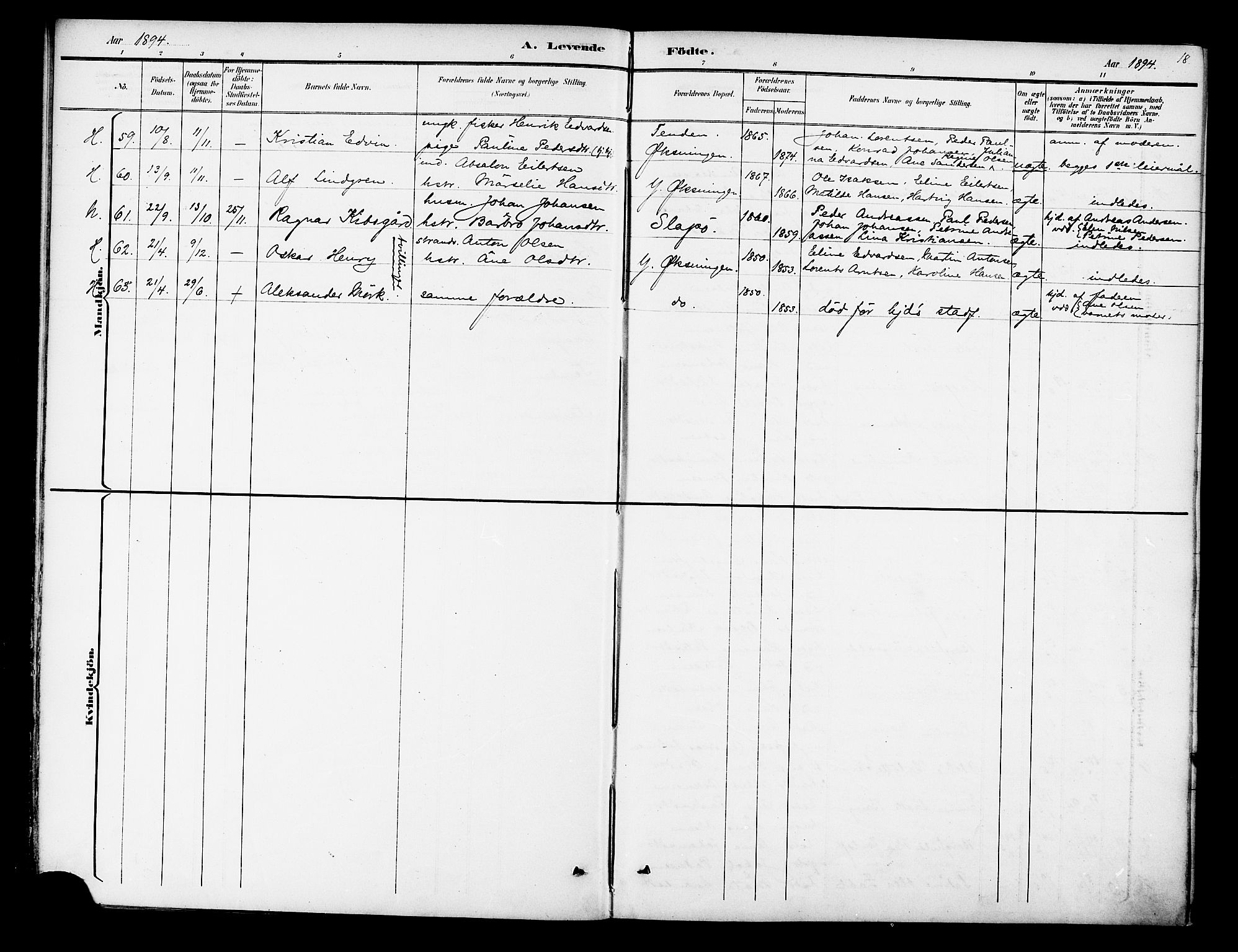 Ministerialprotokoller, klokkerbøker og fødselsregistre - Nordland, AV/SAT-A-1459/834/L0508: Parish register (official) no. 834A06, 1892-1901, p. 18