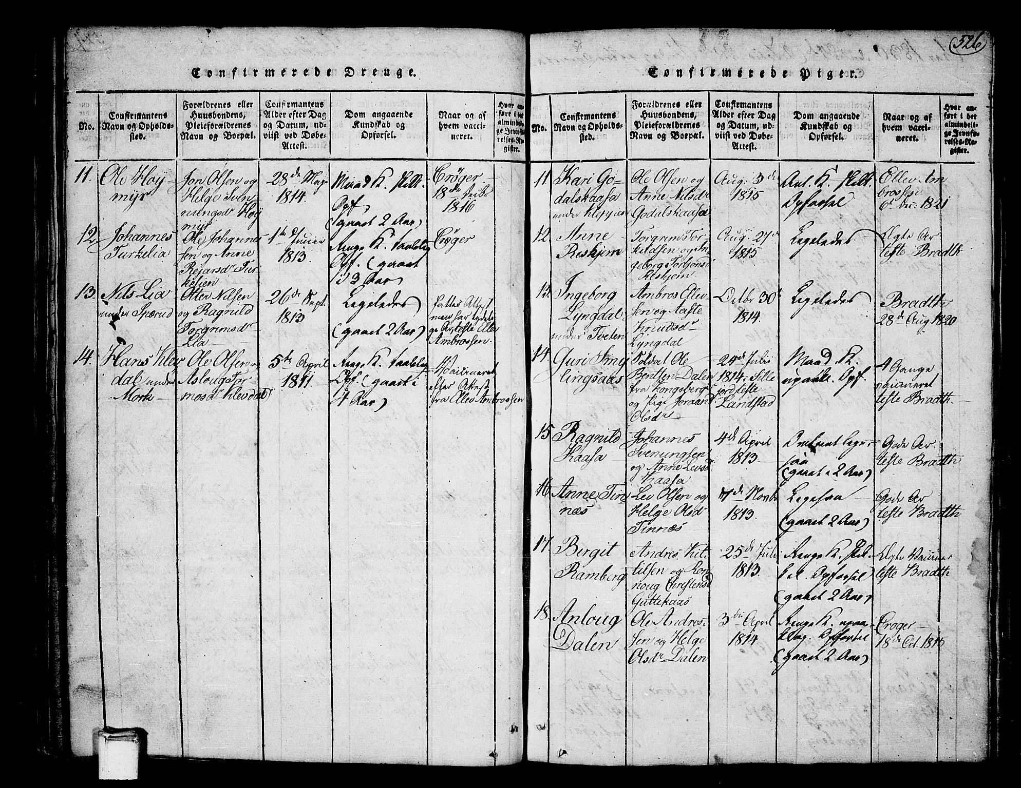 Heddal kirkebøker, SAKO/A-268/F/Fa/L0005: Parish register (official) no. I 5, 1814-1837, p. 525-526