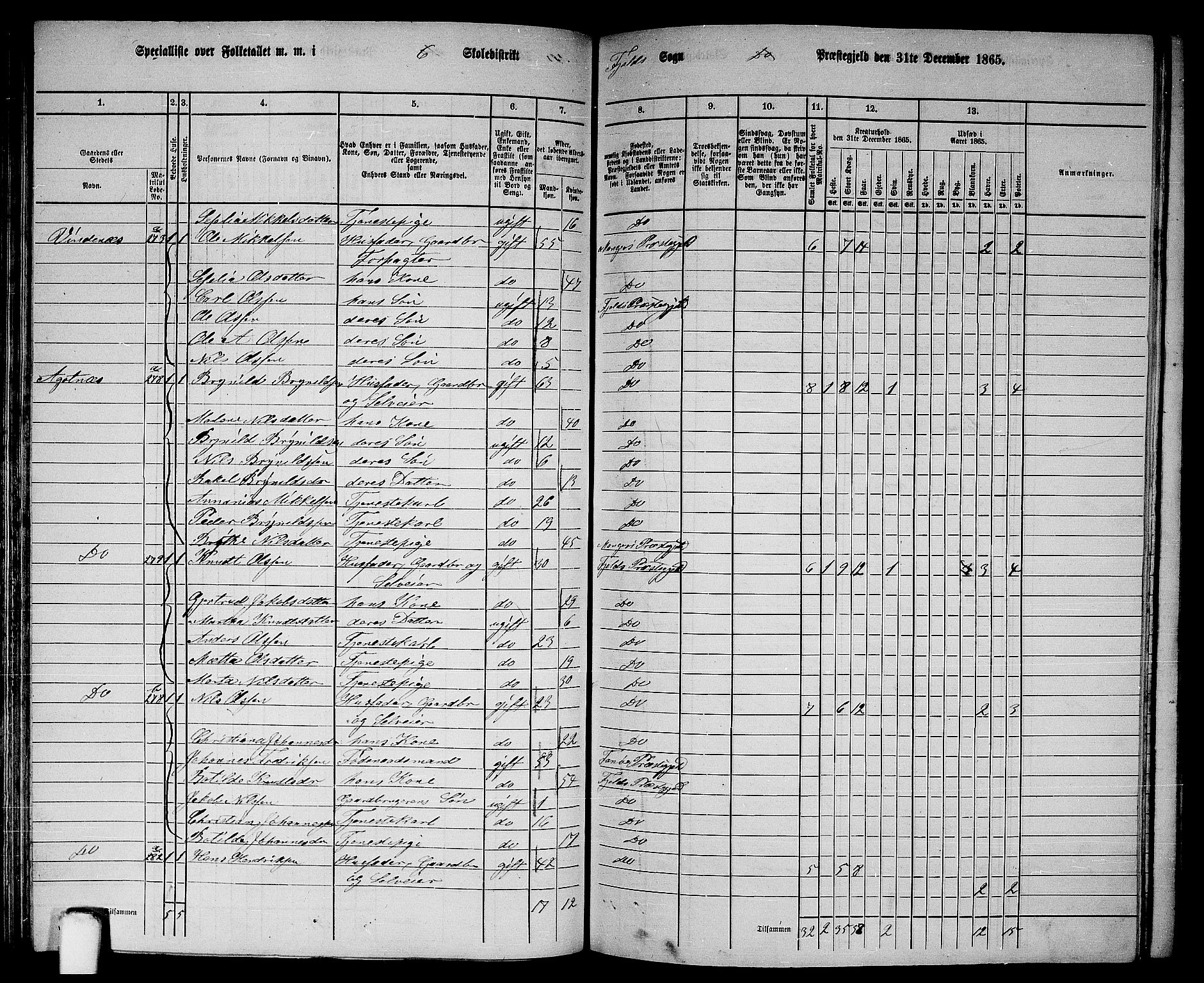 RA, 1865 census for Fjell, 1865, p. 114