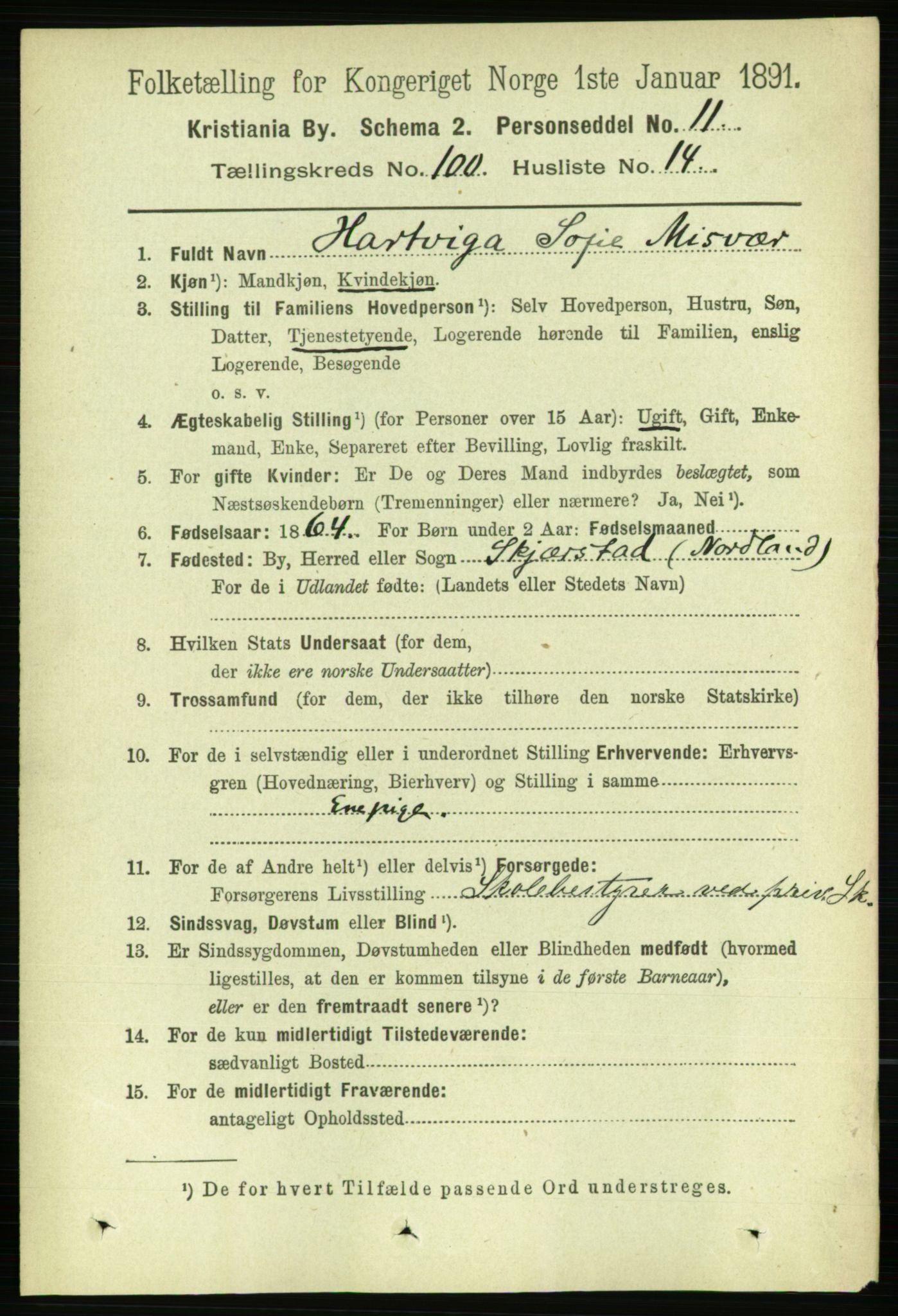 RA, 1891 census for 0301 Kristiania, 1891, p. 49674