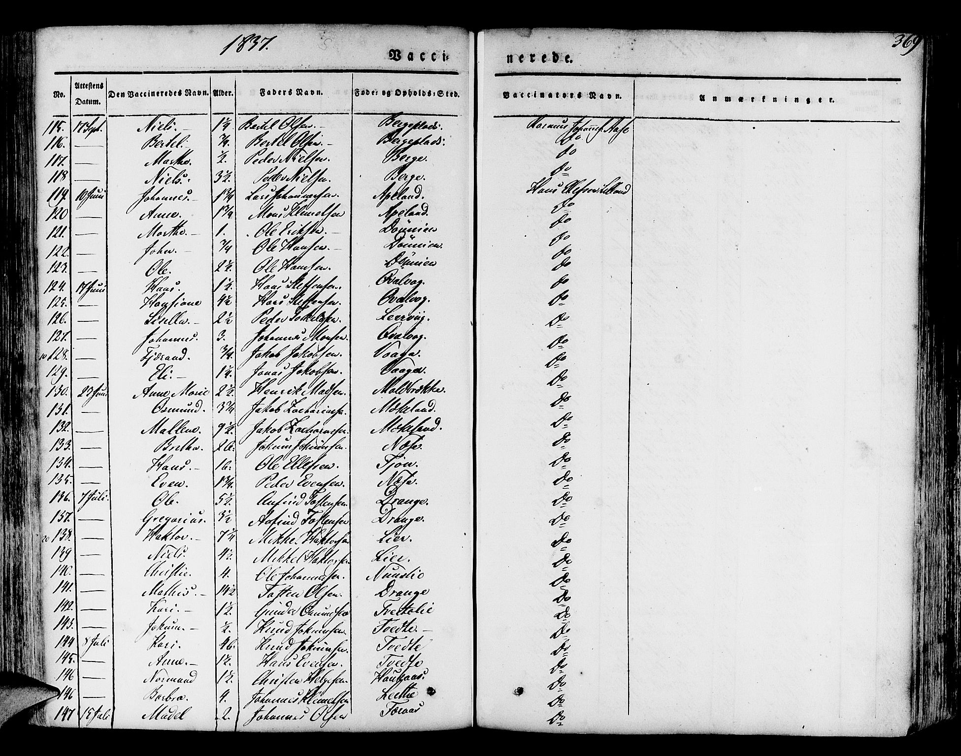 Finnås sokneprestembete, AV/SAB-A-99925/H/Ha/Haa/Haaa/L0006: Parish register (official) no. A 6, 1836-1850, p. 369