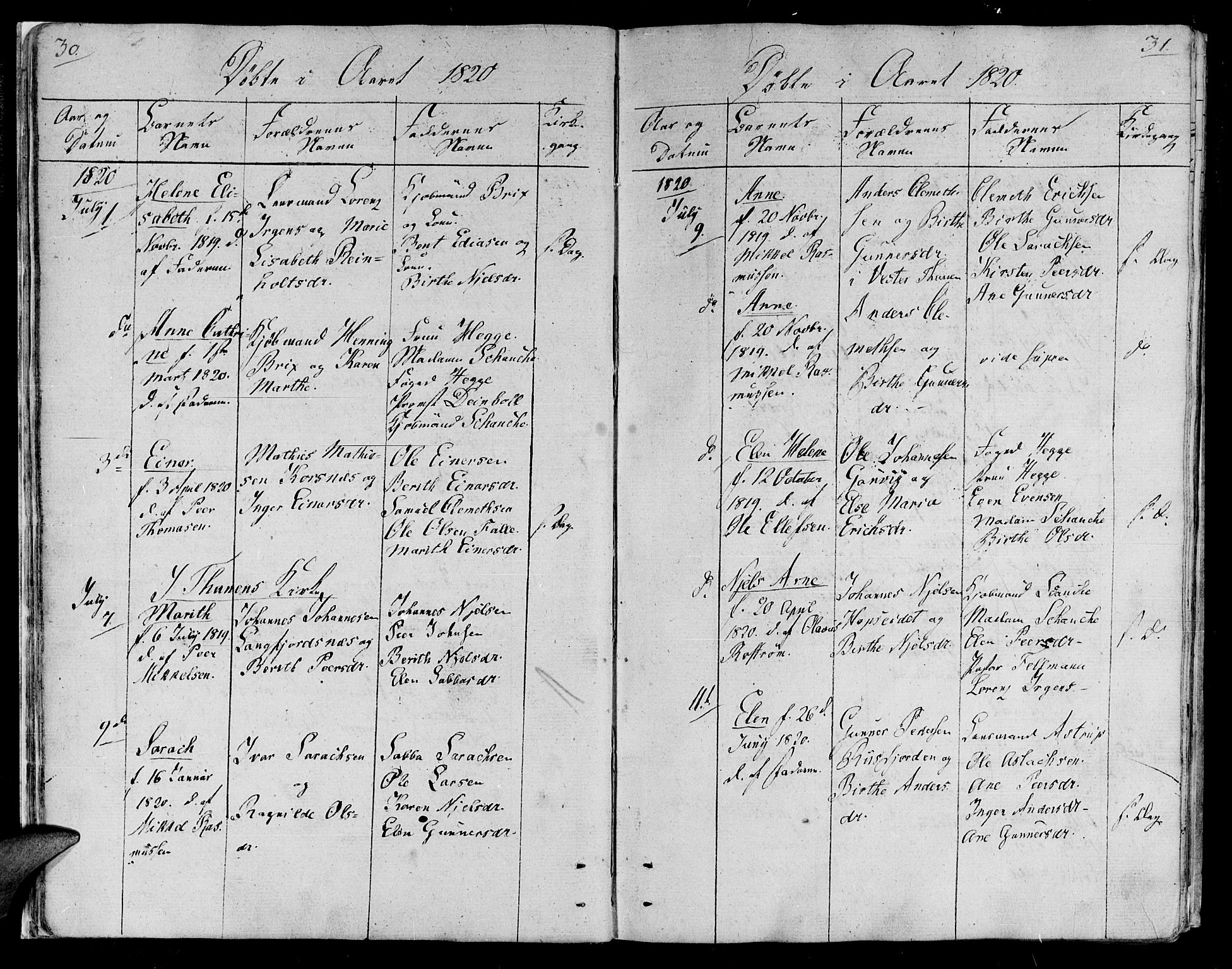 Lebesby sokneprestkontor, SATØ/S-1353/H/Ha/L0002kirke: Parish register (official) no. 2, 1816-1833, p. 30-31