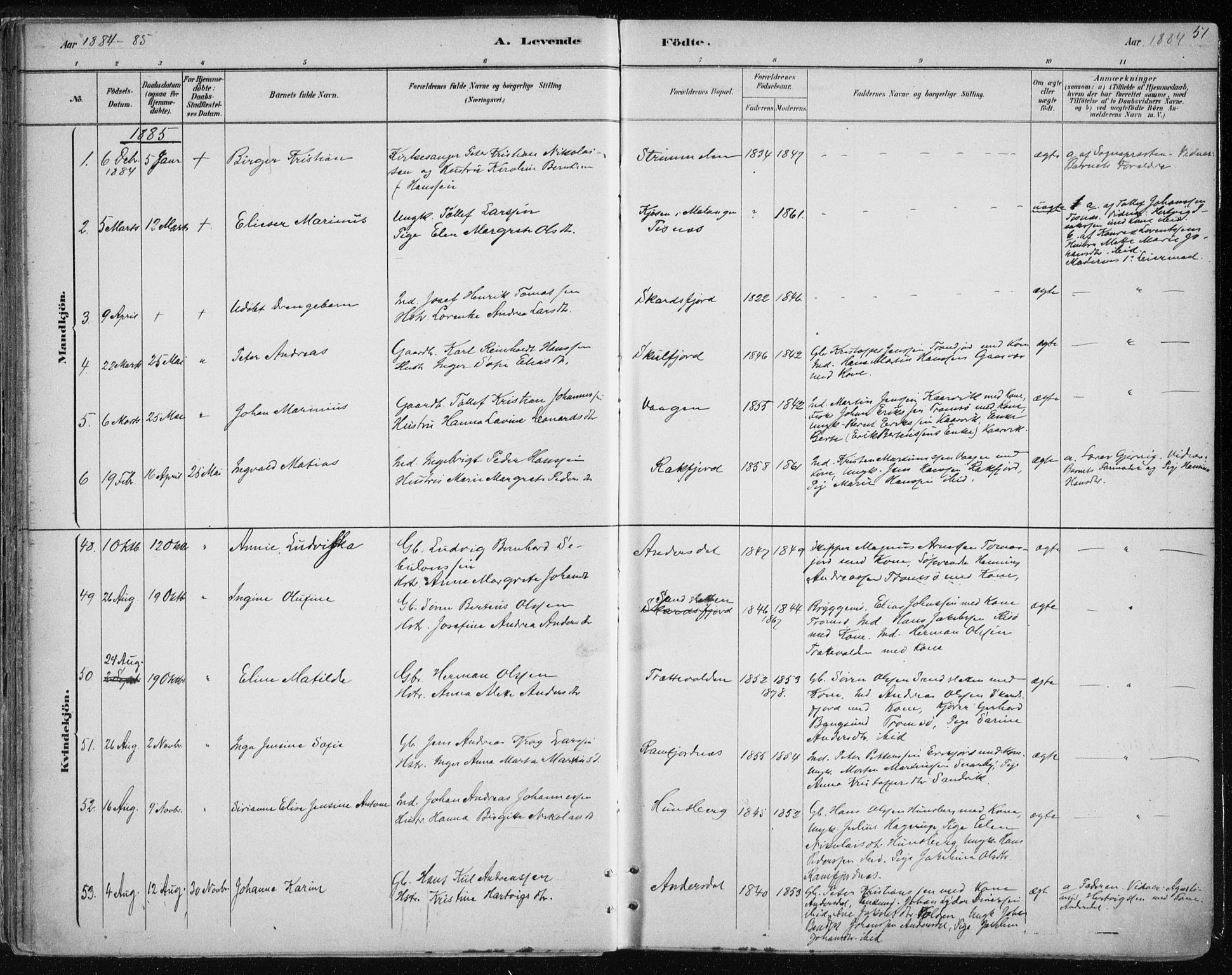 Tromsøysund sokneprestkontor, SATØ/S-1304/G/Ga/L0004kirke: Parish register (official) no. 4, 1880-1888, p. 51