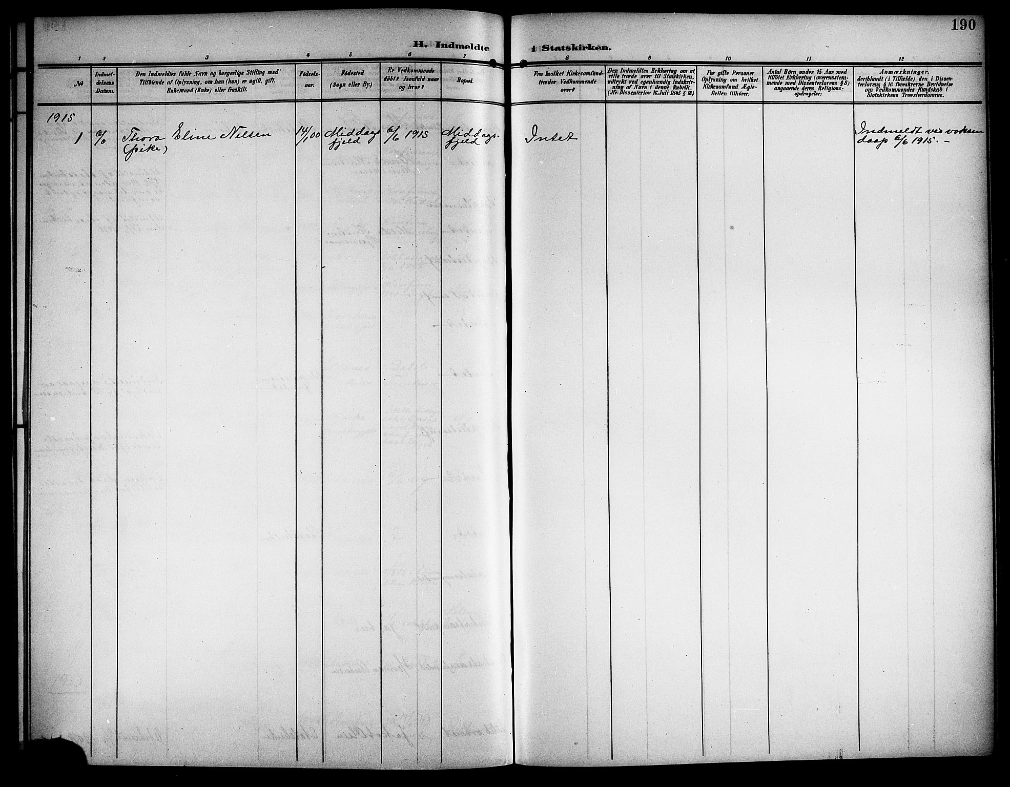 Ministerialprotokoller, klokkerbøker og fødselsregistre - Nordland, SAT/A-1459/897/L1414: Parish register (copy) no. 897C04, 1904-1915, p. 190