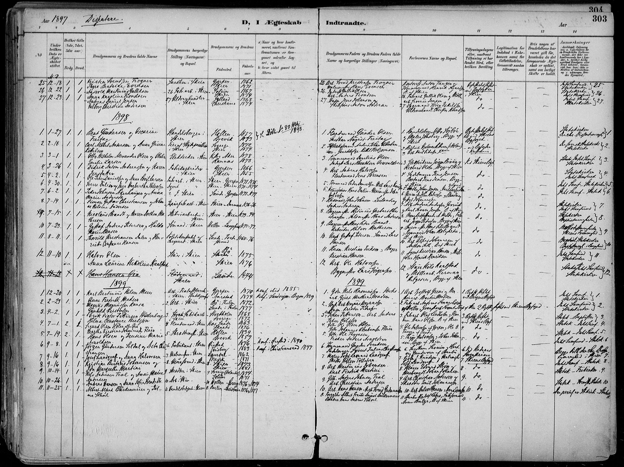 Skien kirkebøker, AV/SAKO-A-302/F/Fa/L0010: Parish register (official) no. 10, 1891-1899, p. 303