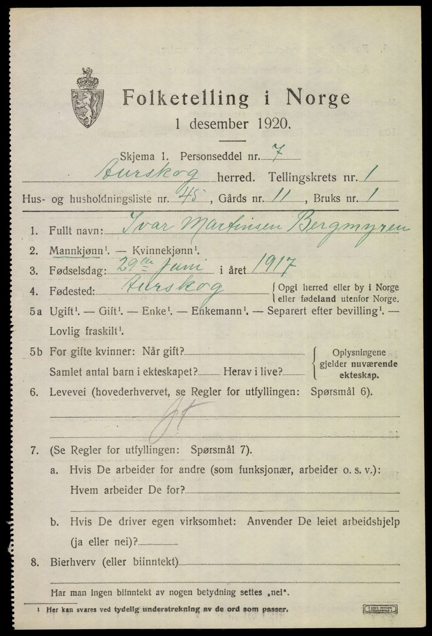 SAO, 1920 census for Aurskog, 1920, p. 1676