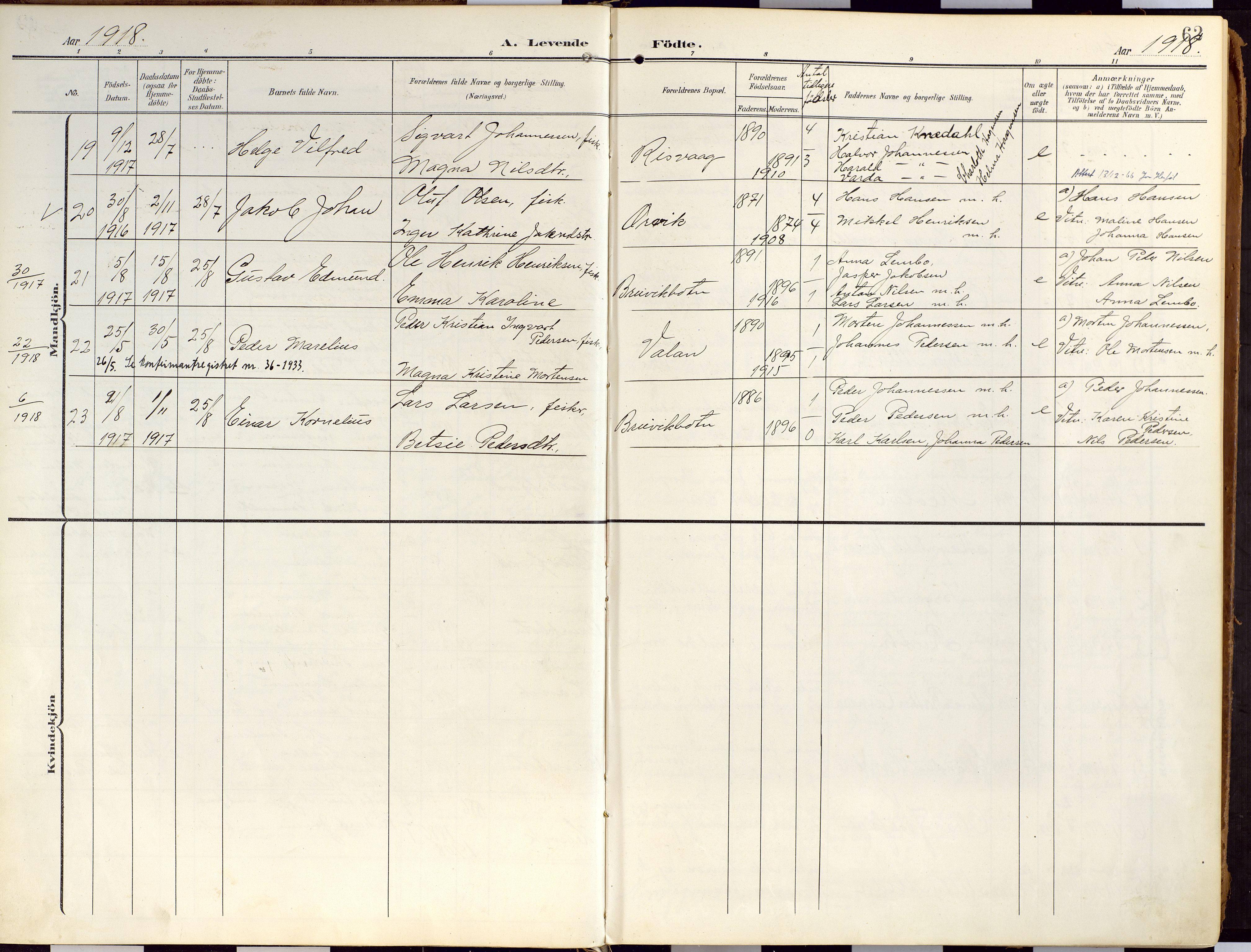 Loppa sokneprestkontor, SATØ/S-1339/H/Ha/L0010kirke: Parish register (official) no. 10, 1907-1922, p. 62