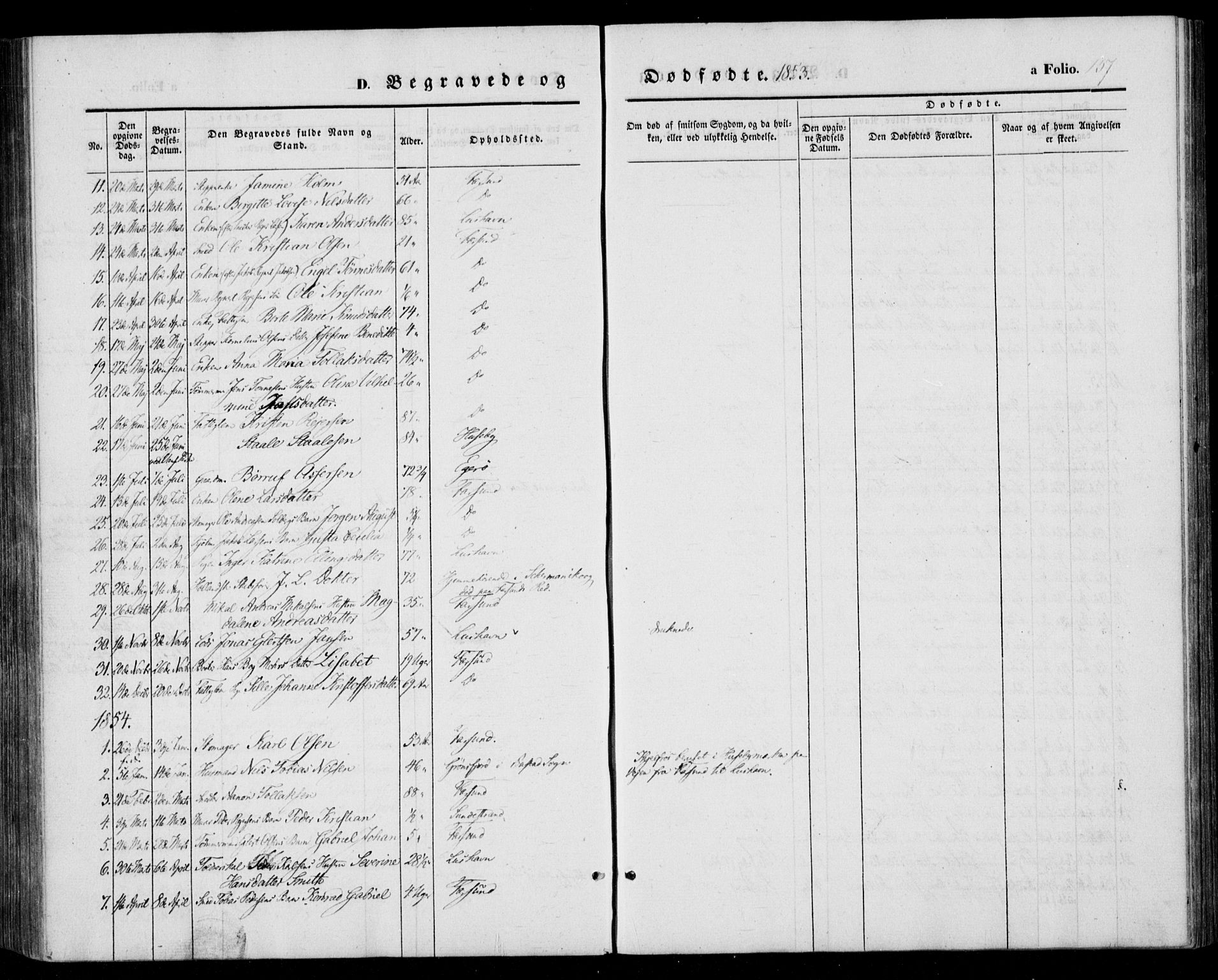 Farsund sokneprestkontor, SAK/1111-0009/F/Fa/L0004: Parish register (official) no. A 4, 1847-1863, p. 157