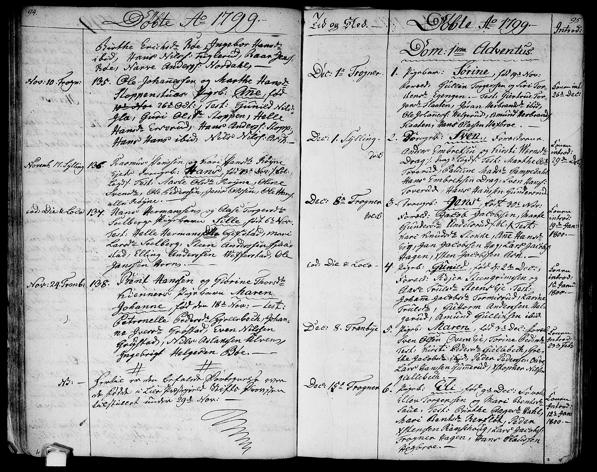 Lier kirkebøker, SAKO/A-230/F/Fa/L0007: Parish register (official) no. I 7, 1794-1813, p. 94-95