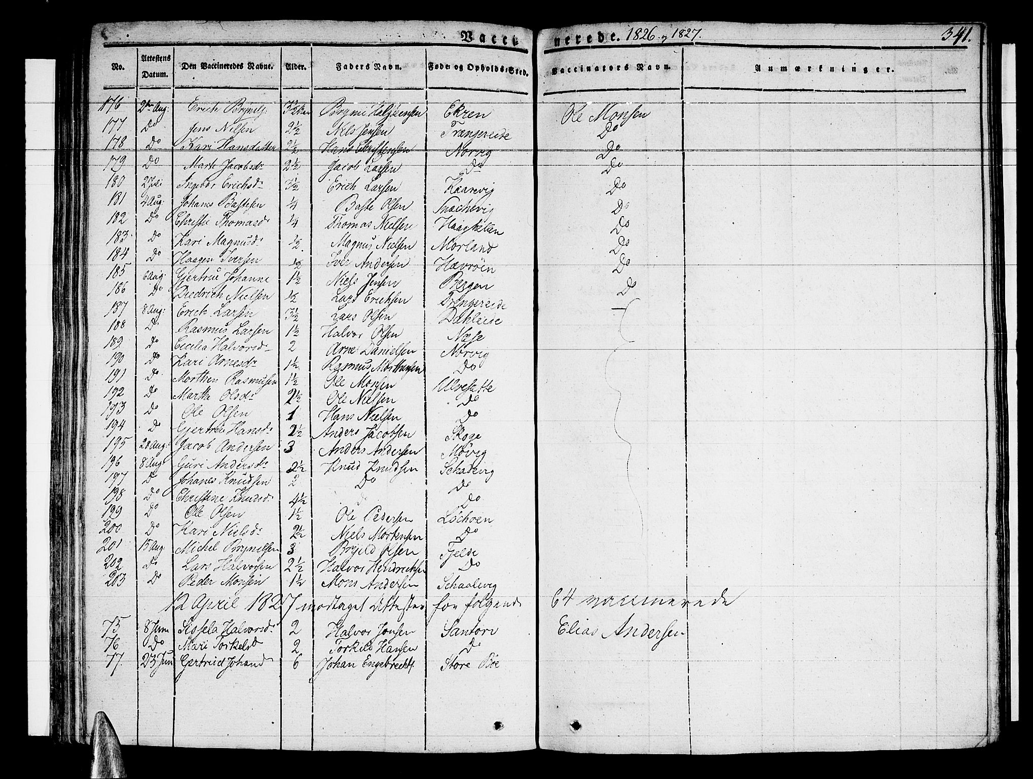 Sund sokneprestembete, SAB/A-99930: Parish register (official) no. A 12, 1825-1835, p. 341