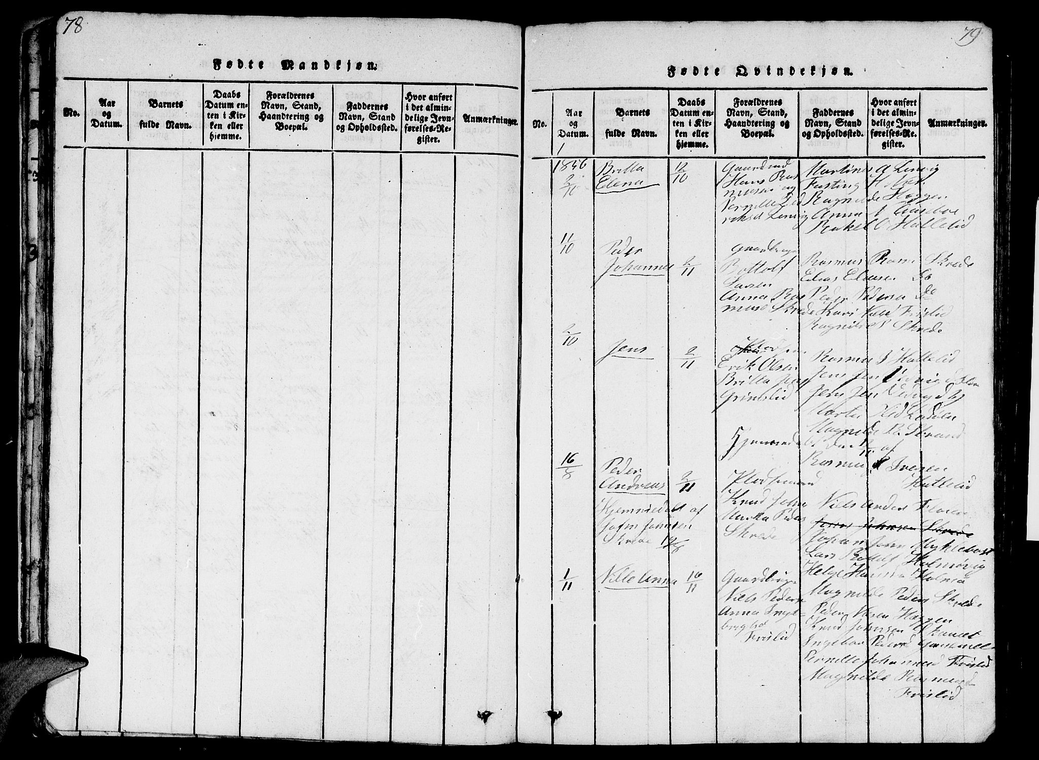 Eid sokneprestembete, AV/SAB-A-82301/H/Hab/Haba/L0001: Parish register (copy) no. A 1, 1816-1862, p. 78-79