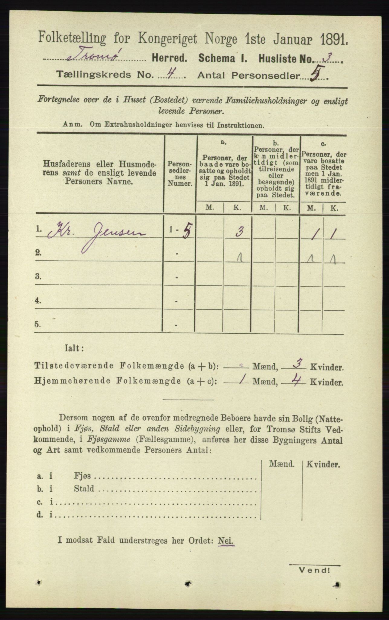 RA, 1891 census for 0921 Tromøy, 1891, p. 1359