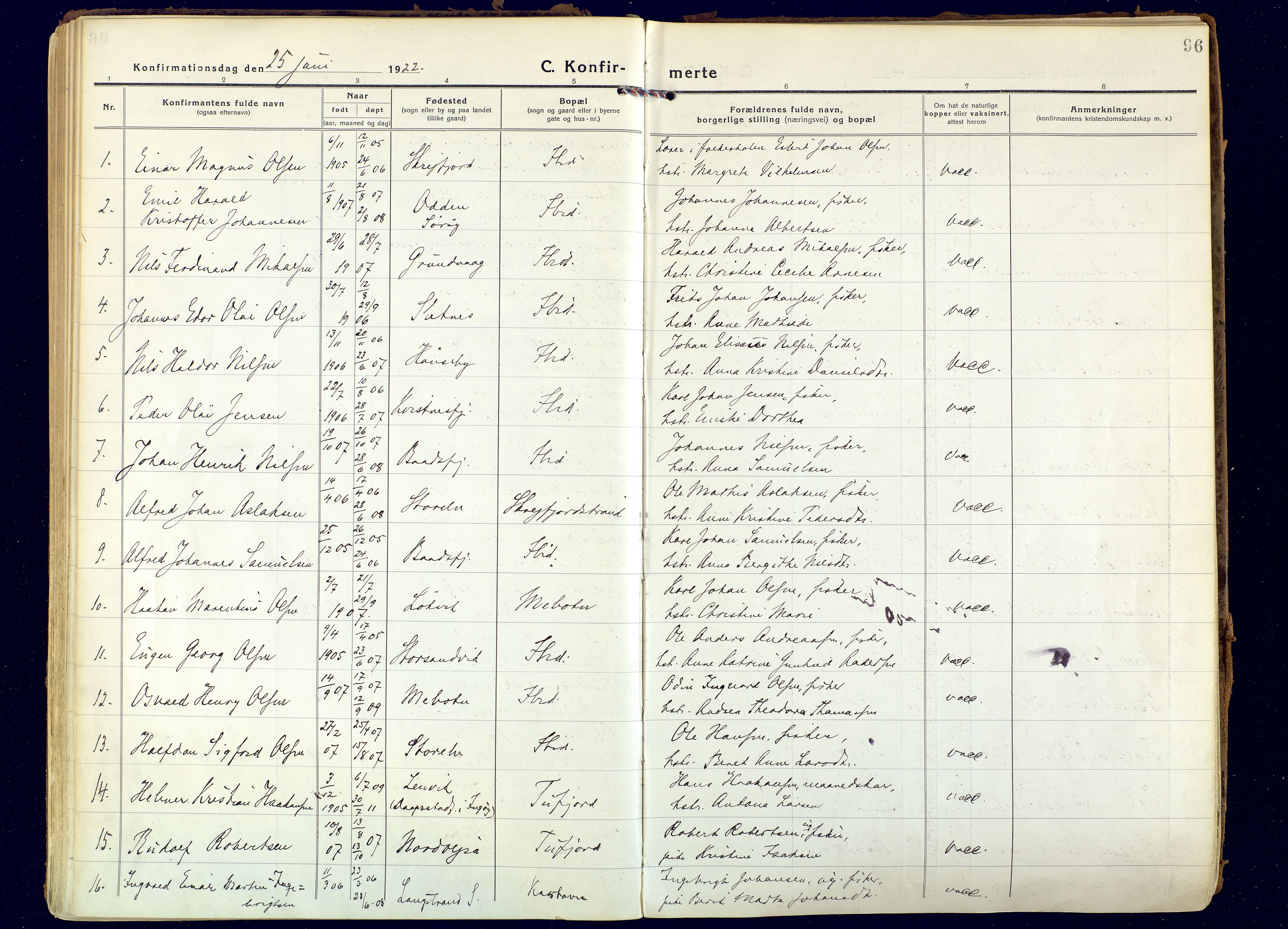 Hammerfest sokneprestkontor, AV/SATØ-S-1347/H/Ha/L0018.kirke: Parish register (official) no. 18, 1918-1933, p. 96