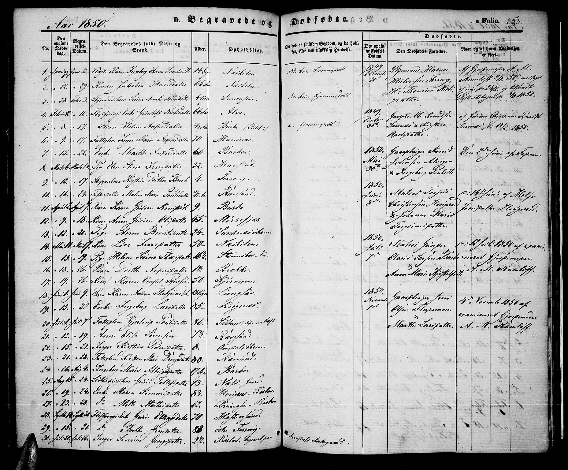 Tromøy sokneprestkontor, SAK/1111-0041/F/Fa/L0005: Parish register (official) no. A 5, 1847-1856, p. 253