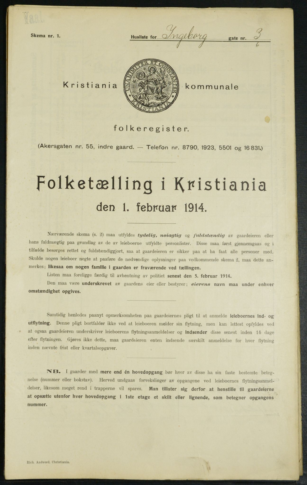 OBA, Municipal Census 1914 for Kristiania, 1914, p. 43756