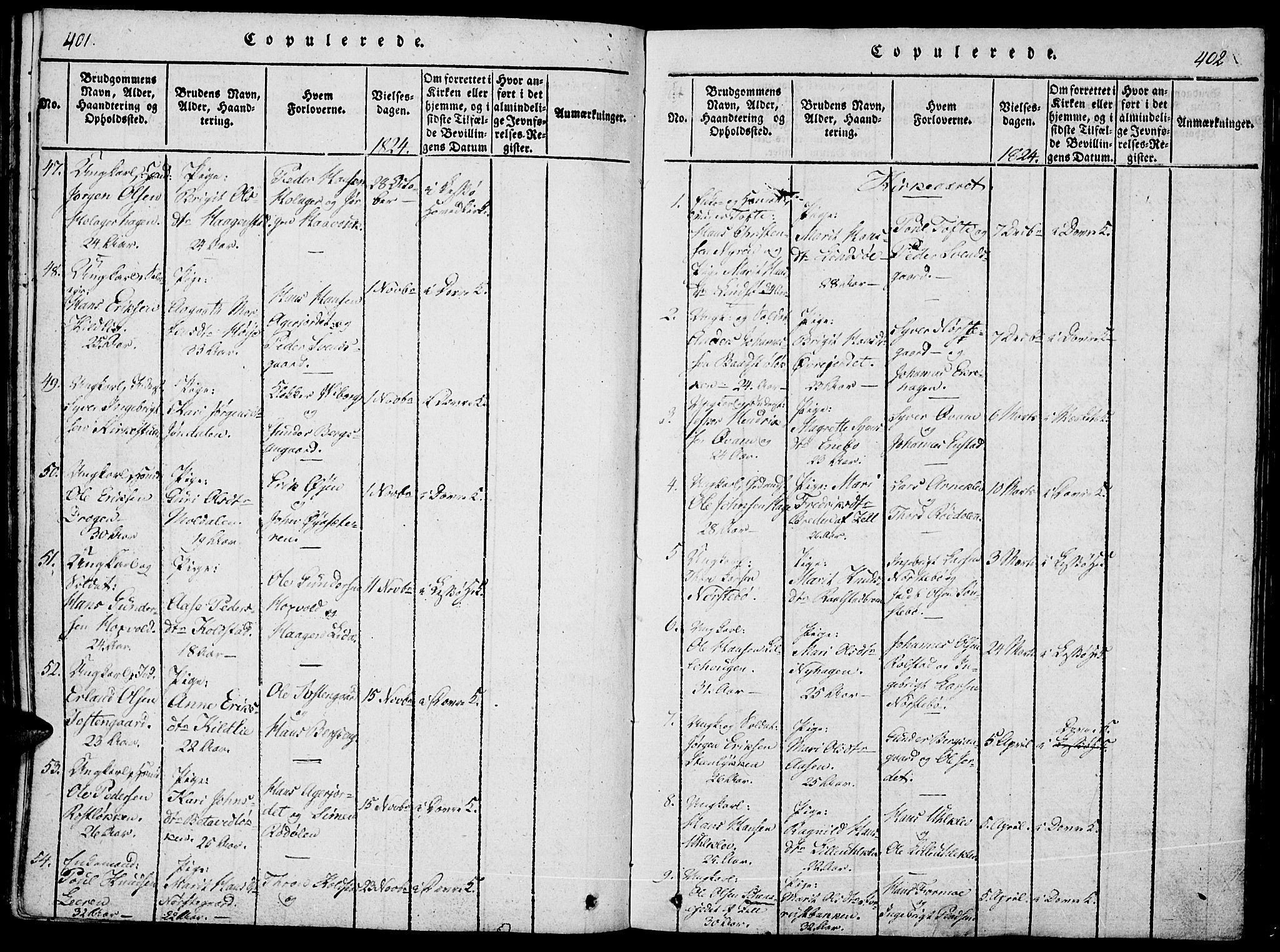 Lesja prestekontor, SAH/PREST-068/H/Ha/Haa/L0004: Parish register (official) no. 4, 1820-1829, p. 401-402