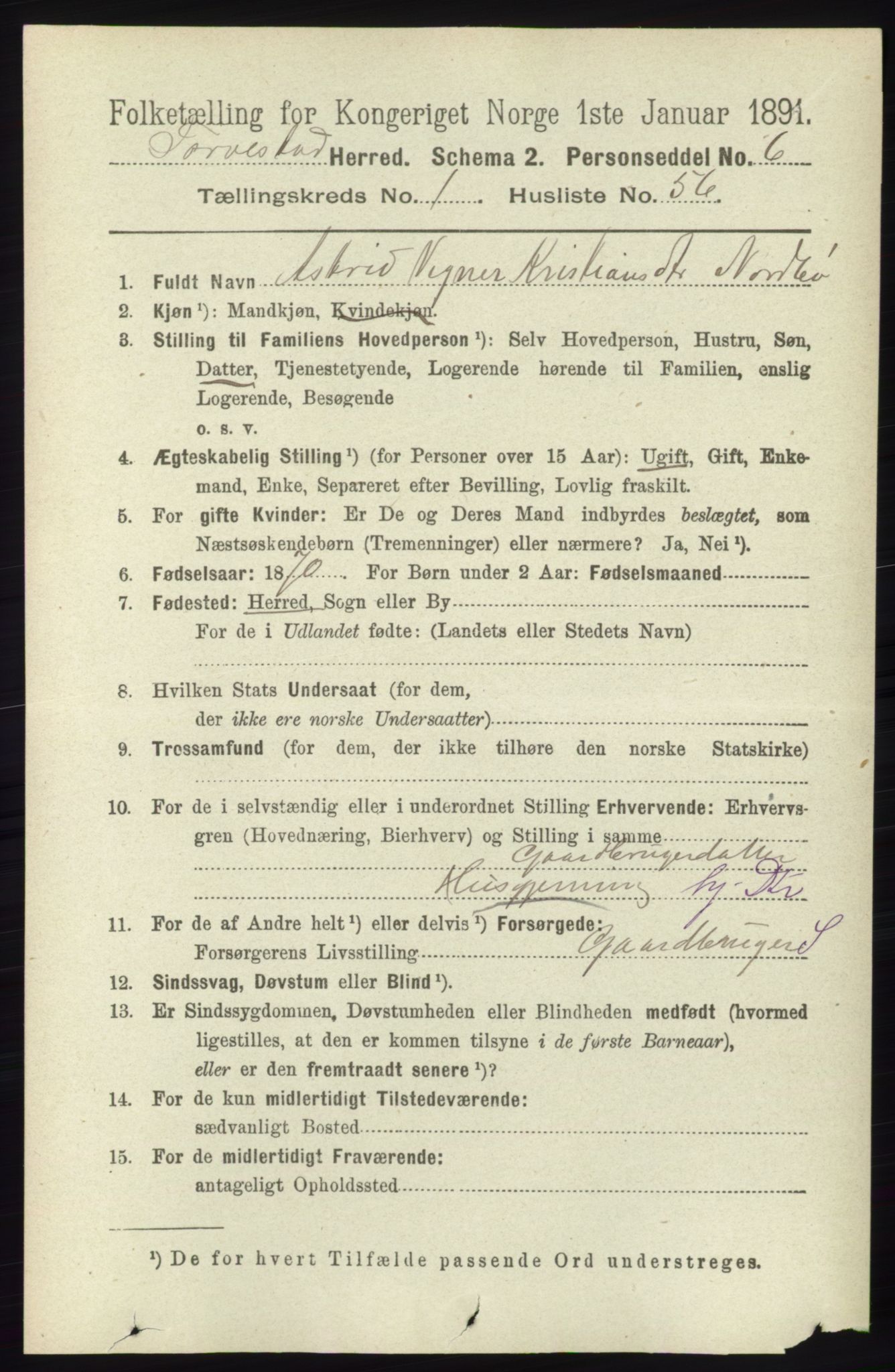 RA, 1891 census for 1152 Torvastad, 1891, p. 388