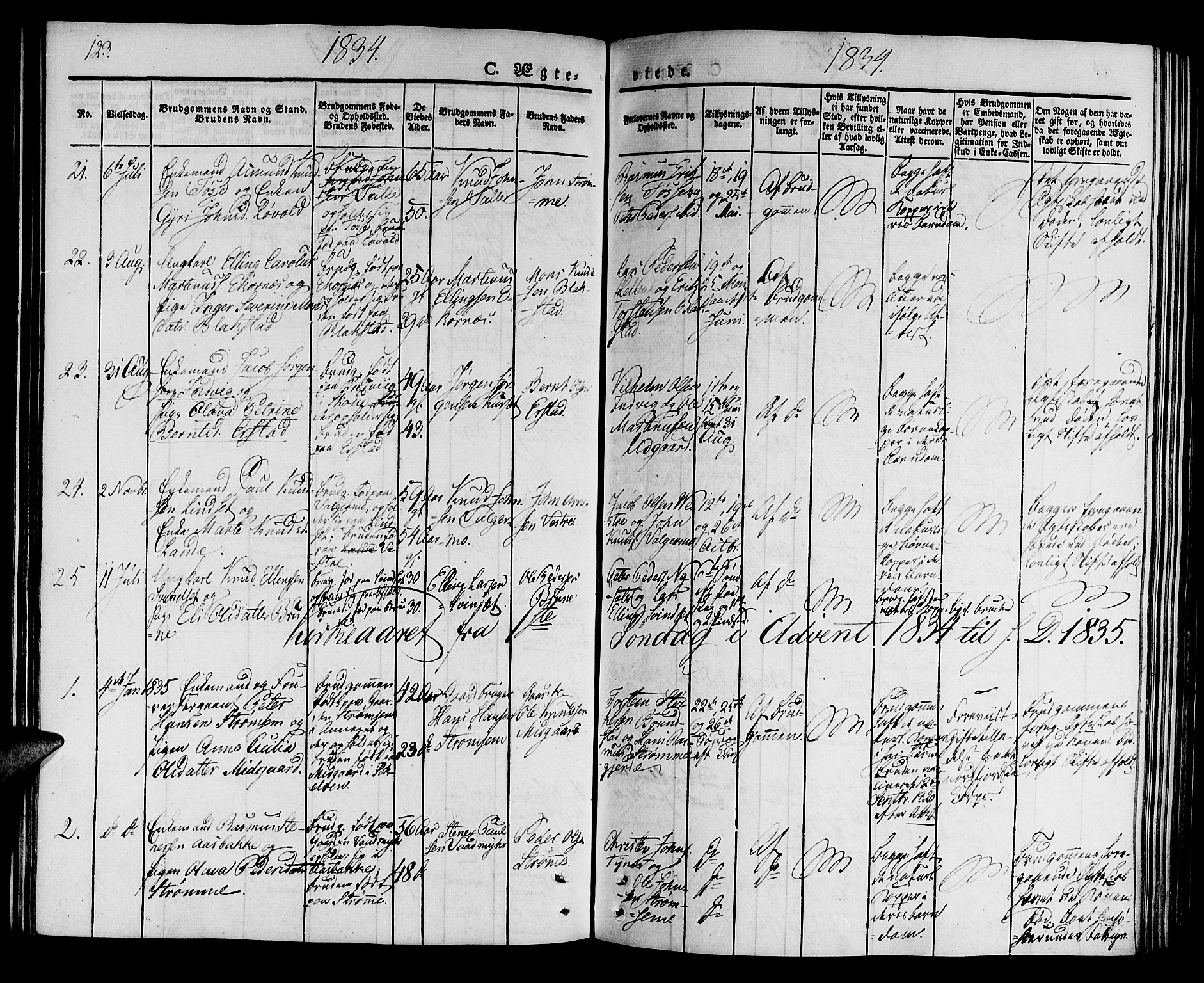 Ministerialprotokoller, klokkerbøker og fødselsregistre - Møre og Romsdal, SAT/A-1454/522/L0311: Parish register (official) no. 522A06, 1832-1842, p. 123