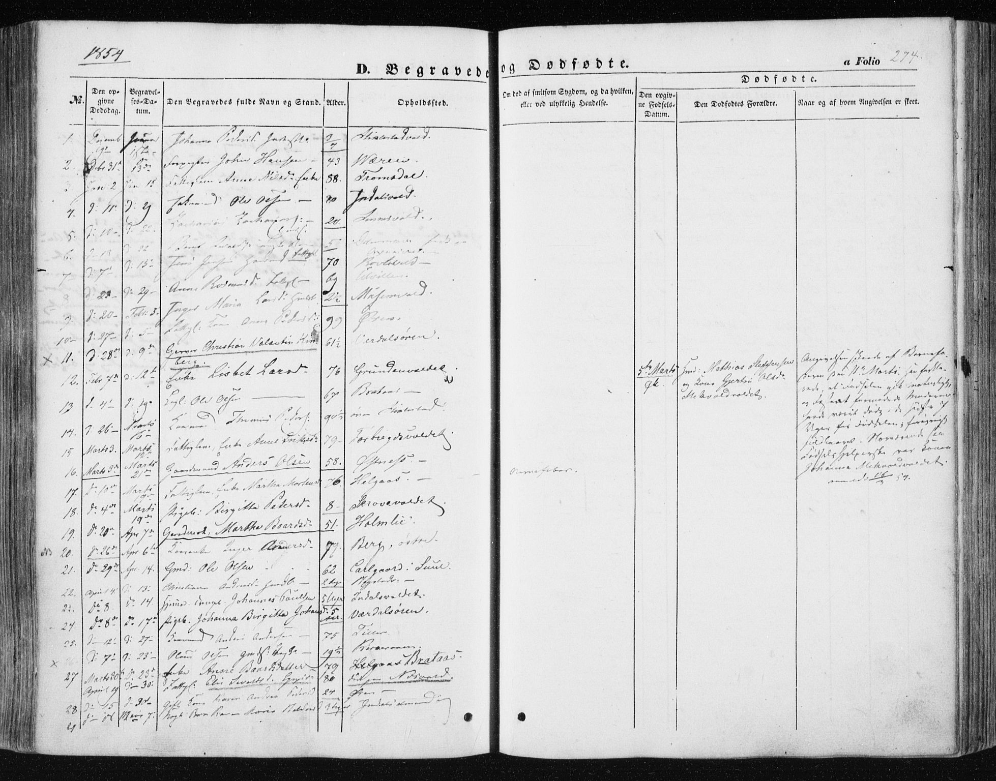 Ministerialprotokoller, klokkerbøker og fødselsregistre - Nord-Trøndelag, SAT/A-1458/723/L0240: Parish register (official) no. 723A09, 1852-1860, p. 274