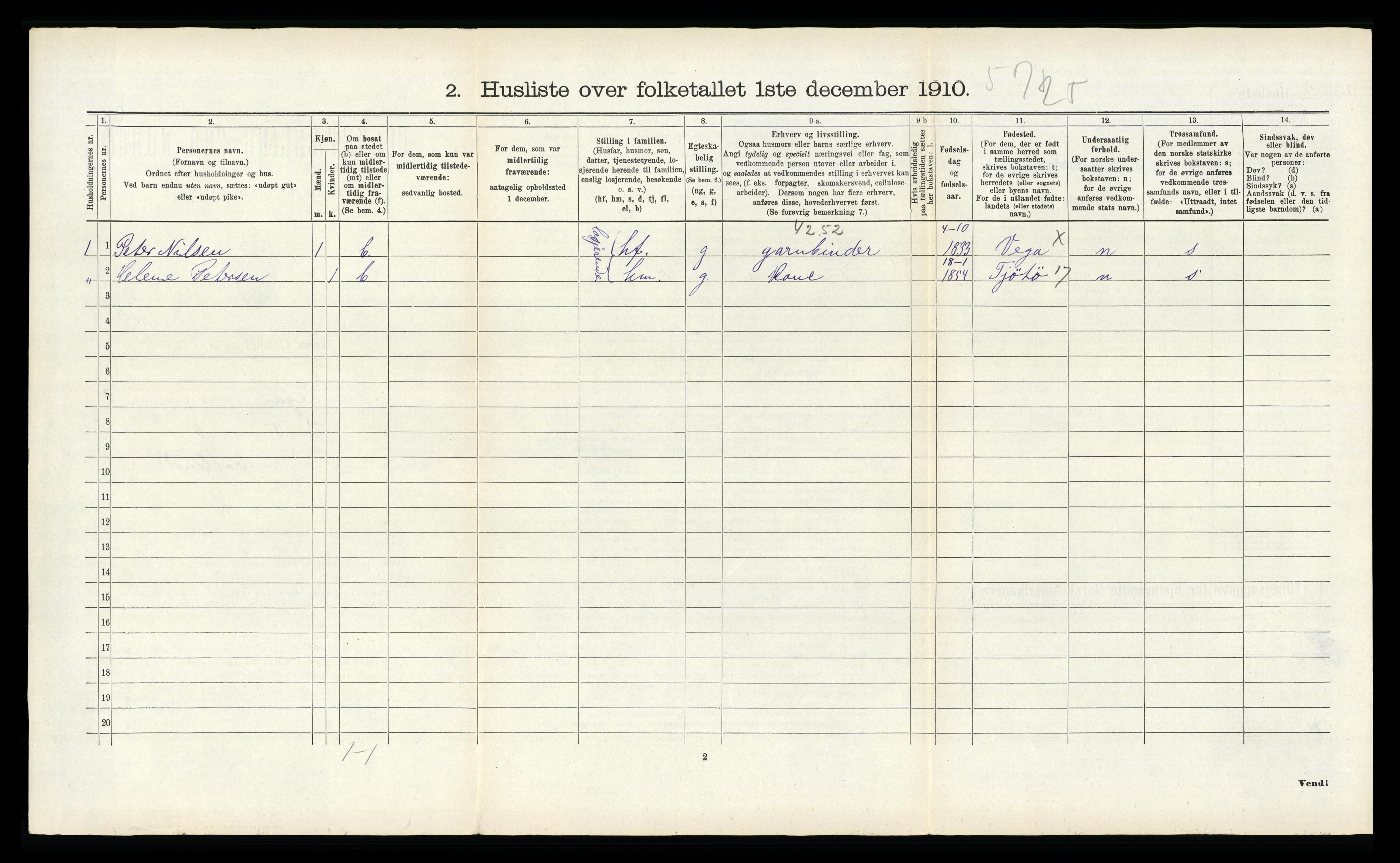 RA, 1910 census for Vega, 1910, p. 799