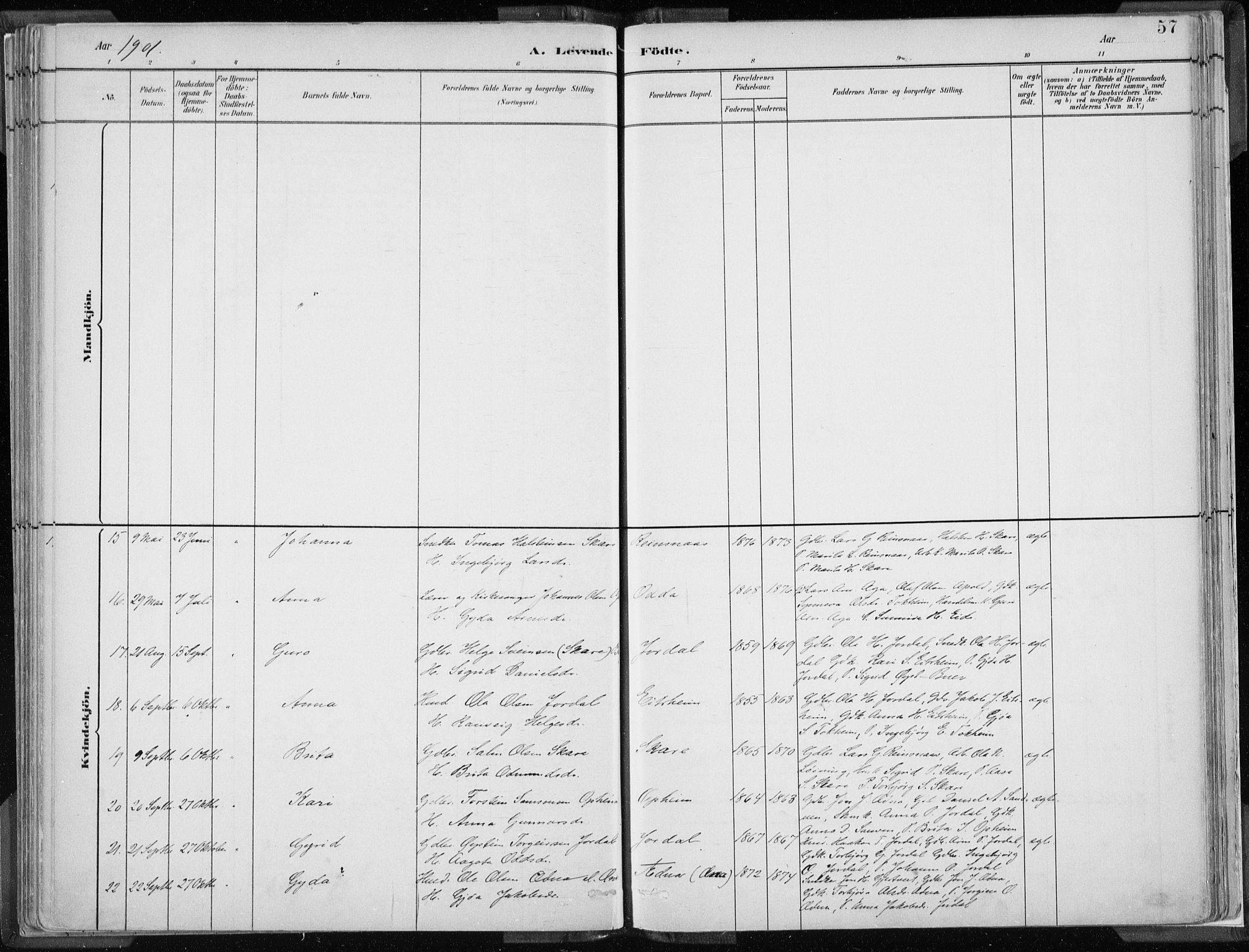 Odda Sokneprestembete, SAB/A-77201/H/Haa: Parish register (official) no. A  3, 1882-1913, p. 57