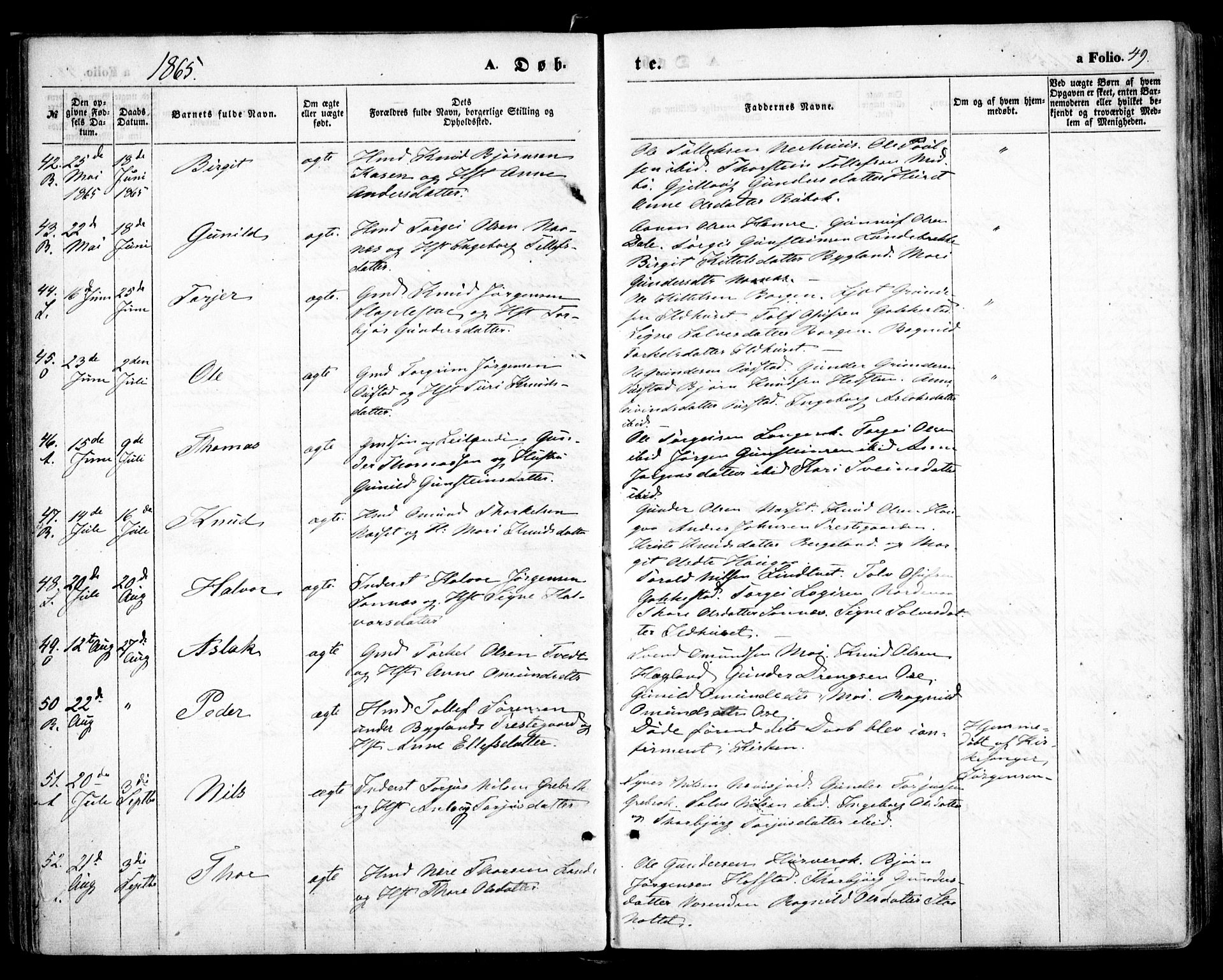 Bygland sokneprestkontor, AV/SAK-1111-0006/F/Fa/Fab/L0005: Parish register (official) no. A 5, 1859-1873, p. 49