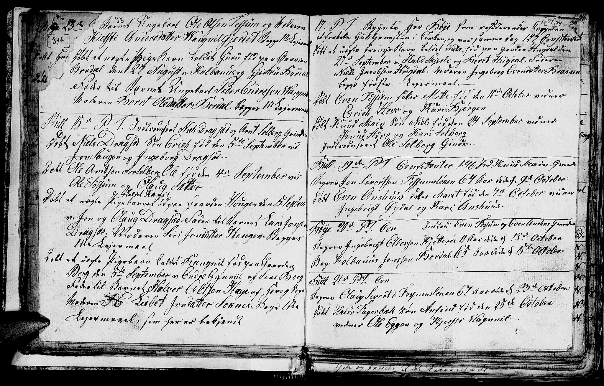 Ministerialprotokoller, klokkerbøker og fødselsregistre - Sør-Trøndelag, AV/SAT-A-1456/689/L1042: Parish register (copy) no. 689C01, 1812-1841, p. 33-34