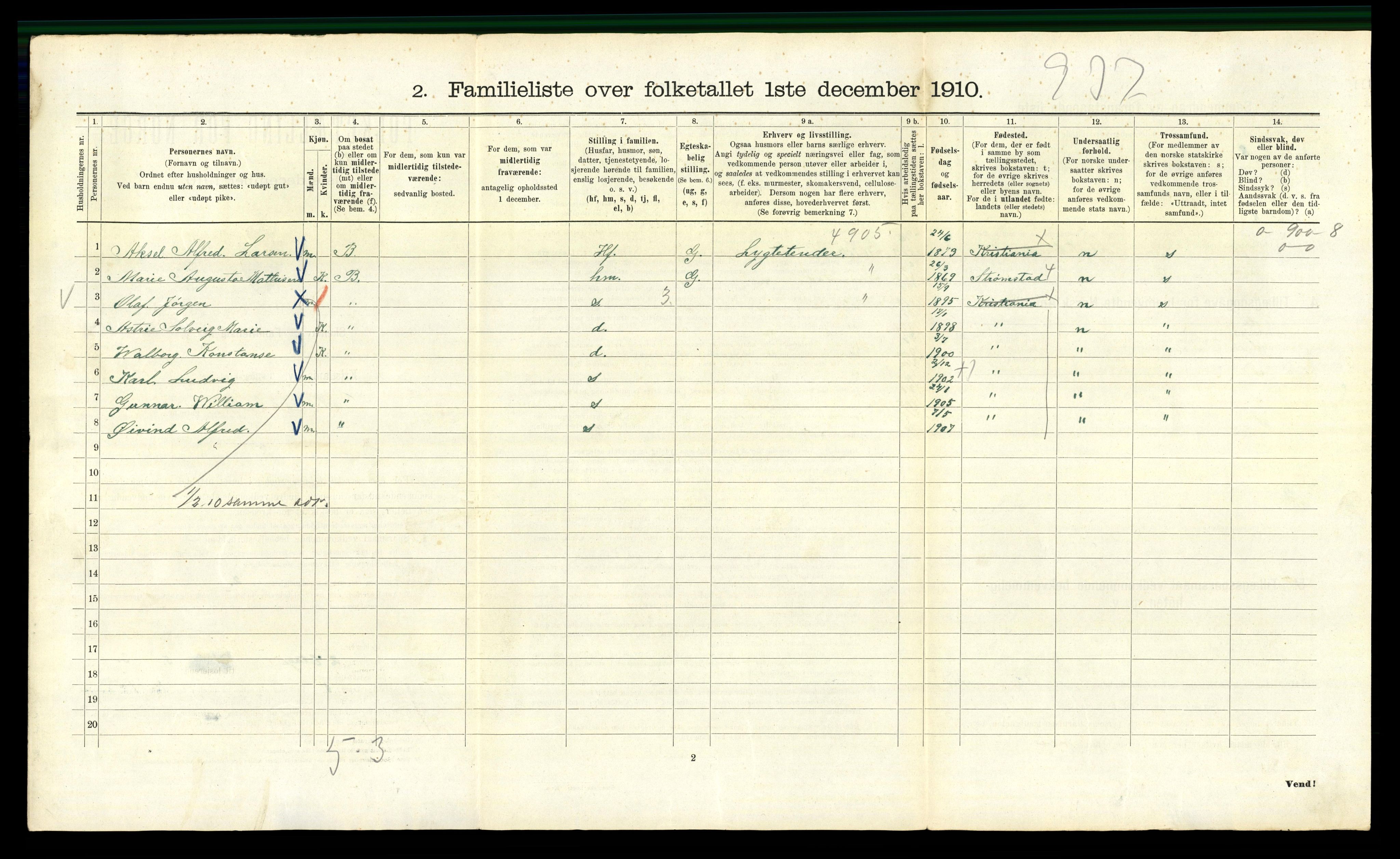 RA, 1910 census for Kristiania, 1910, p. 98682