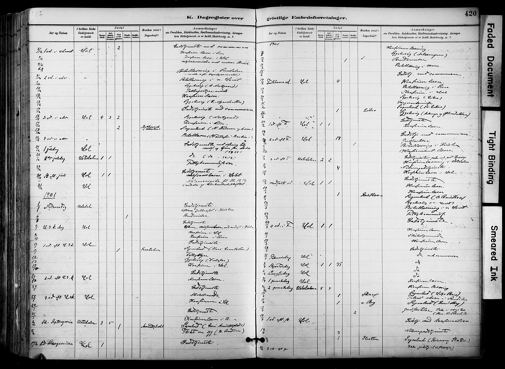 Hol kirkebøker, AV/SAKO-A-227/F/Fa/L0003: Parish register (official) no. I 3, 1887-1918, p. 420