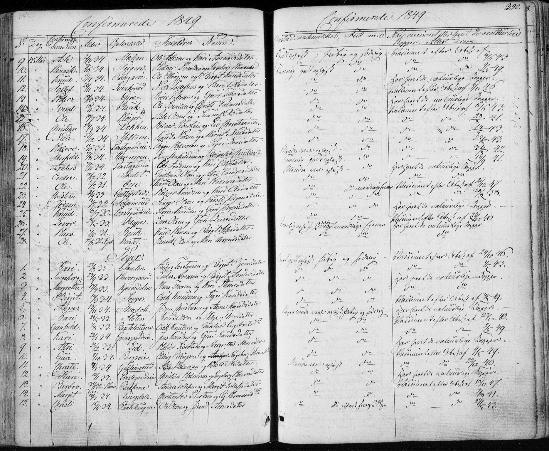 Nes kirkebøker, SAKO/A-236/F/Fa/L0009: Parish register (official) no. 9, 1834-1863, p. 390