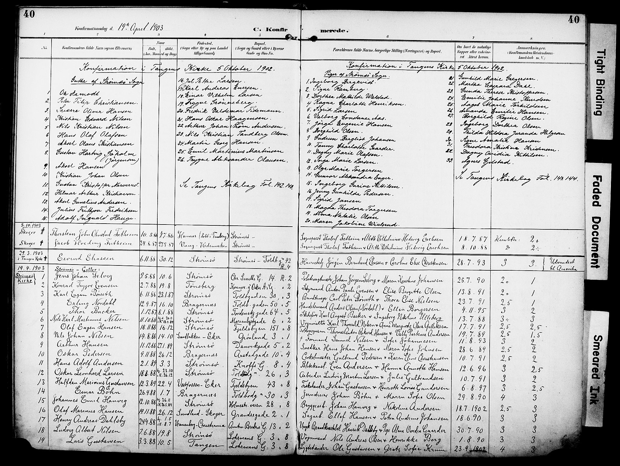 Strømsø kirkebøker, AV/SAKO-A-246/F/Fa/L0025: Parish register (official) no. I 25, 1893-1922, p. 40