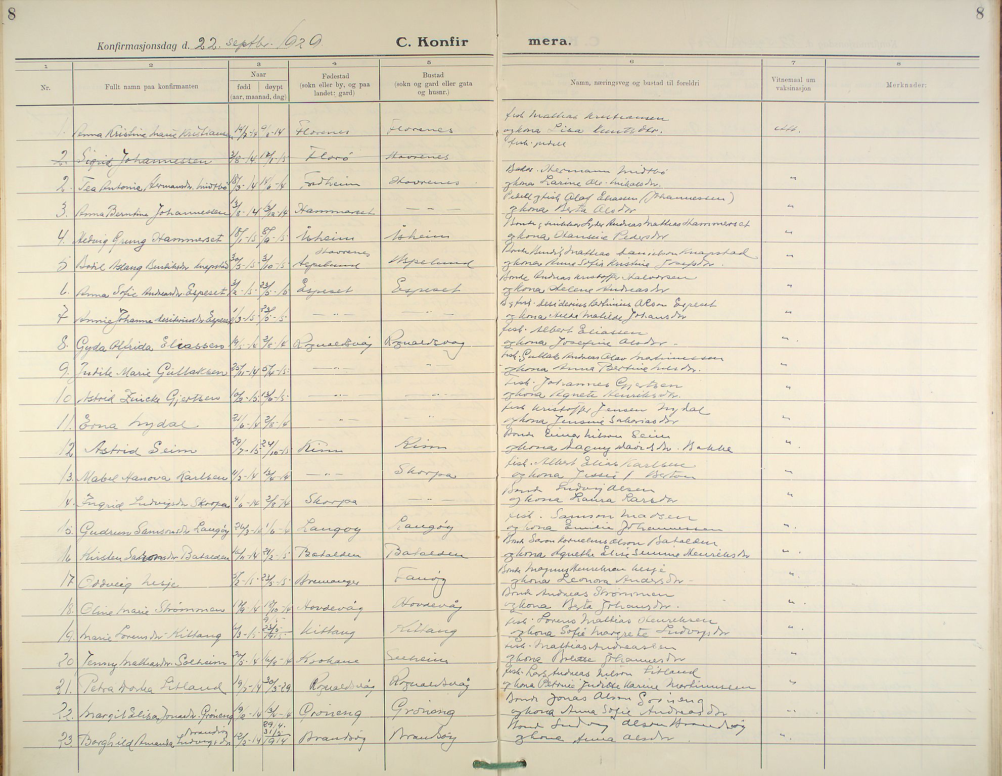 Kinn sokneprestembete, AV/SAB-A-80801/H/Haa/Haab/L0007: Parish register (official) no. B 7, 1926-1964, p. 8