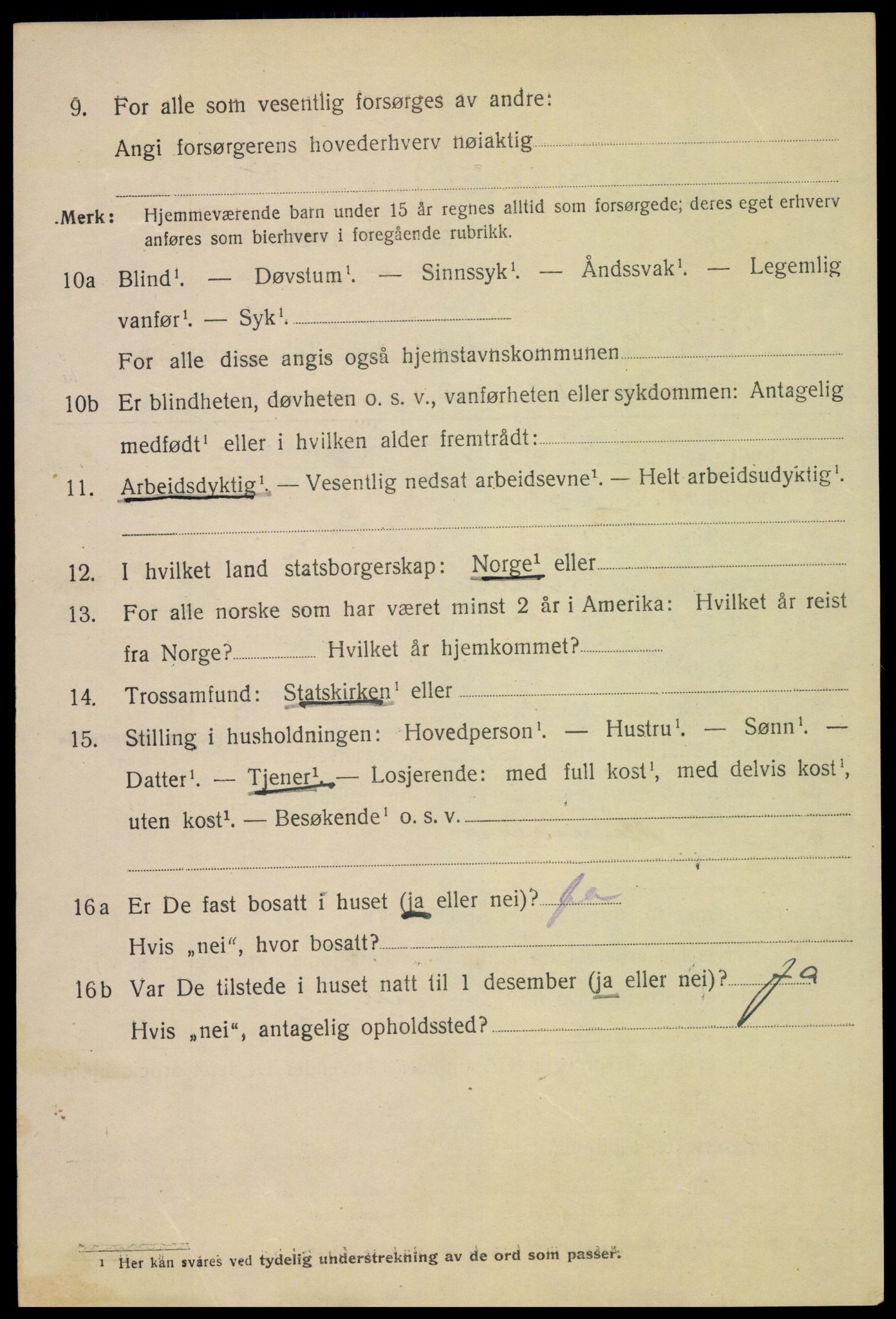 SAH, 1920 census for Lillehammer, 1920, p. 8603