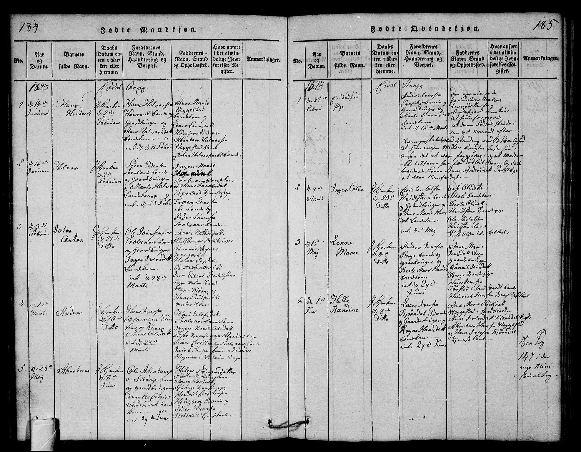 Andebu kirkebøker, AV/SAKO-A-336/G/Ga/L0001: Parish register (copy) no. I 1 /3, 1815-1823, p. 184-185