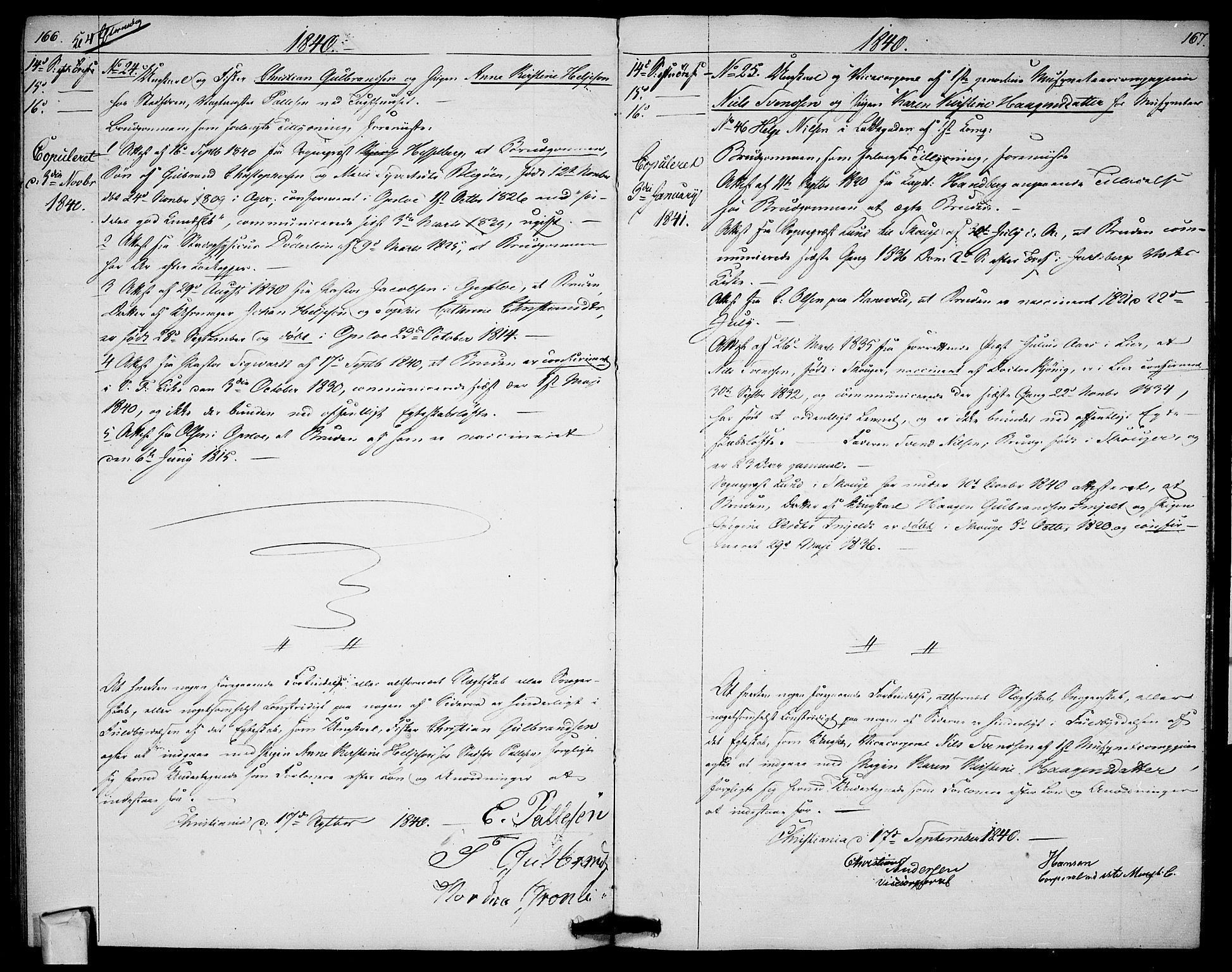 Garnisonsmenigheten Kirkebøker, AV/SAO-A-10846/H/Ha/L0003: Banns register no. I 3, 1835-1840, p. 166-167