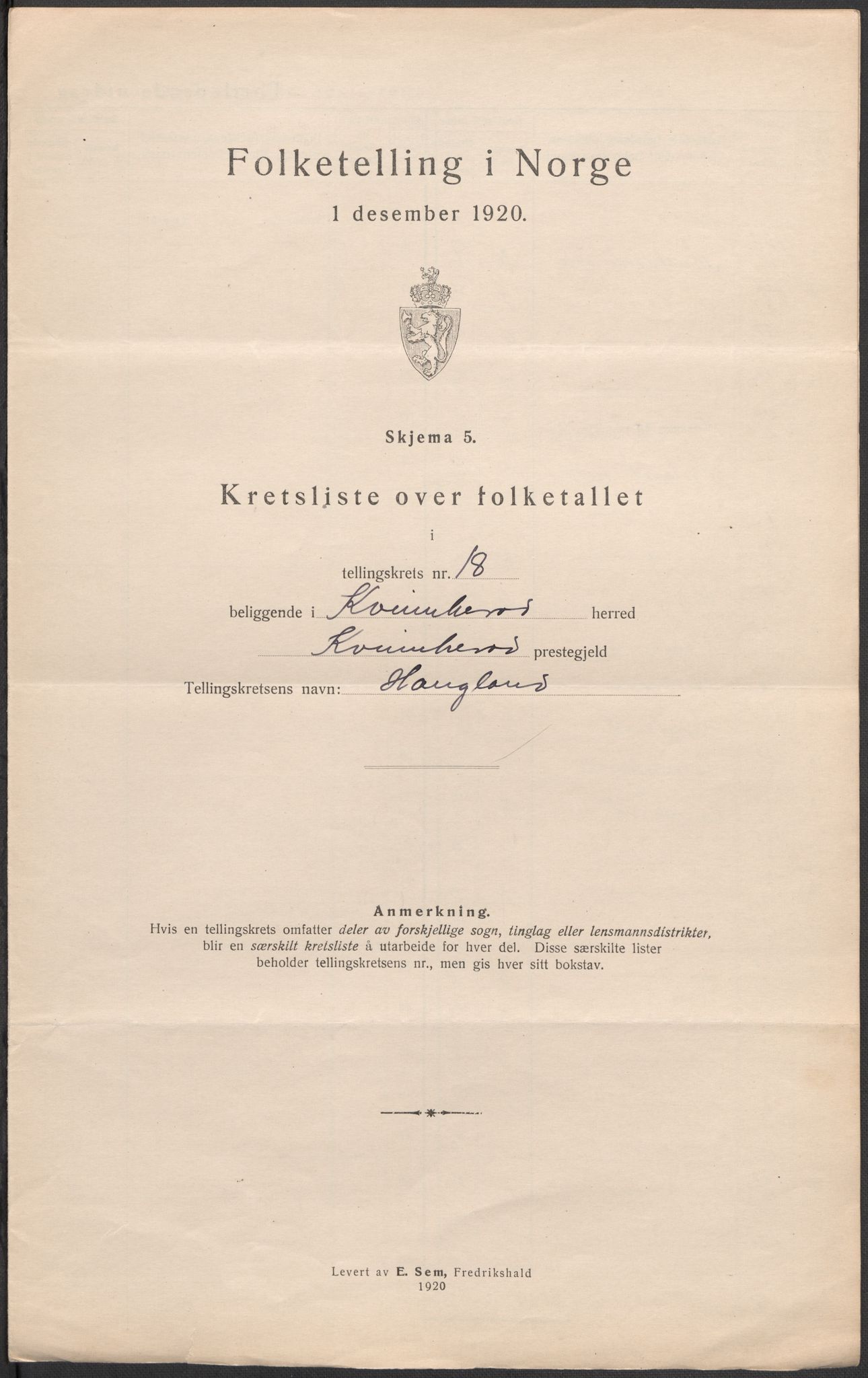 SAB, 1920 census for Kvinnherad, 1920, p. 58
