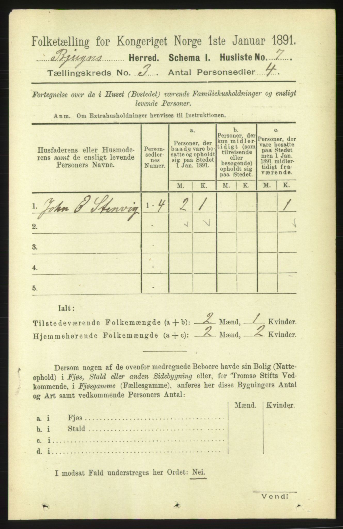 RA, 1891 census for 1627 Bjugn, 1891, p. 595