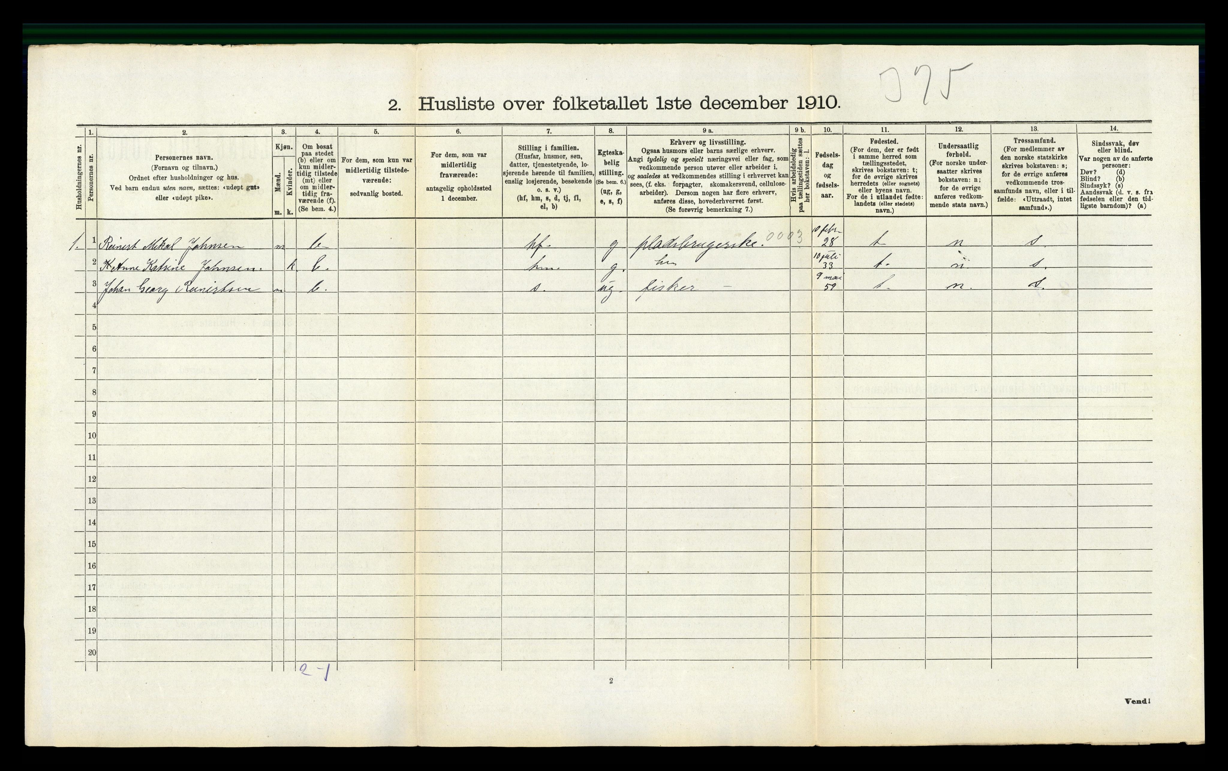 RA, 1910 census for Vanse, 1910, p. 268